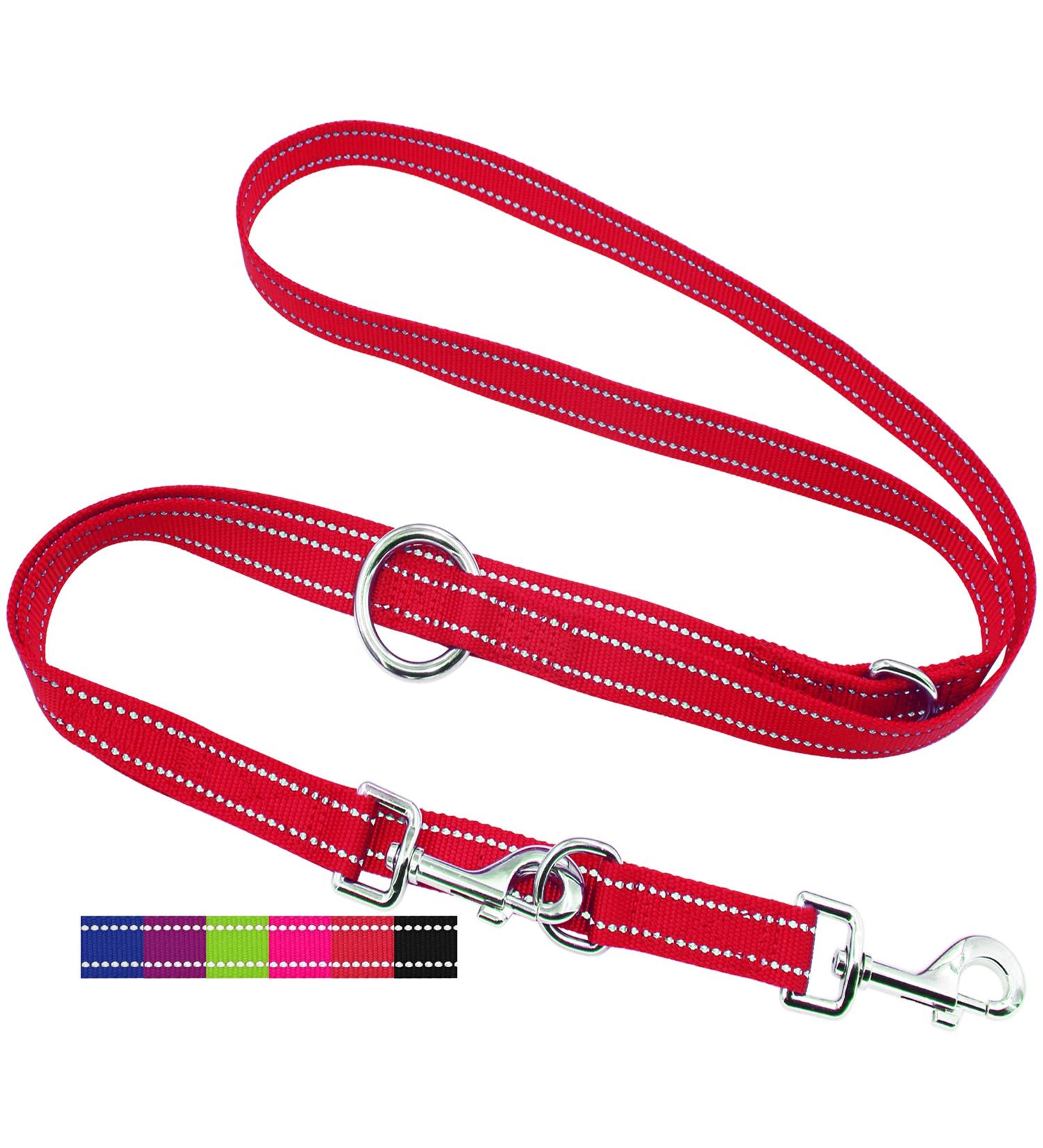 Buy Dey Premium 2m Dog Leash | Reflective 3-Way Adjustable | For All Dog Sizes | Multiple Colors | Doubleein Tow & Fire Leash | Red L - 2.5 x 200 cm - Buy Online on GoSupps.com