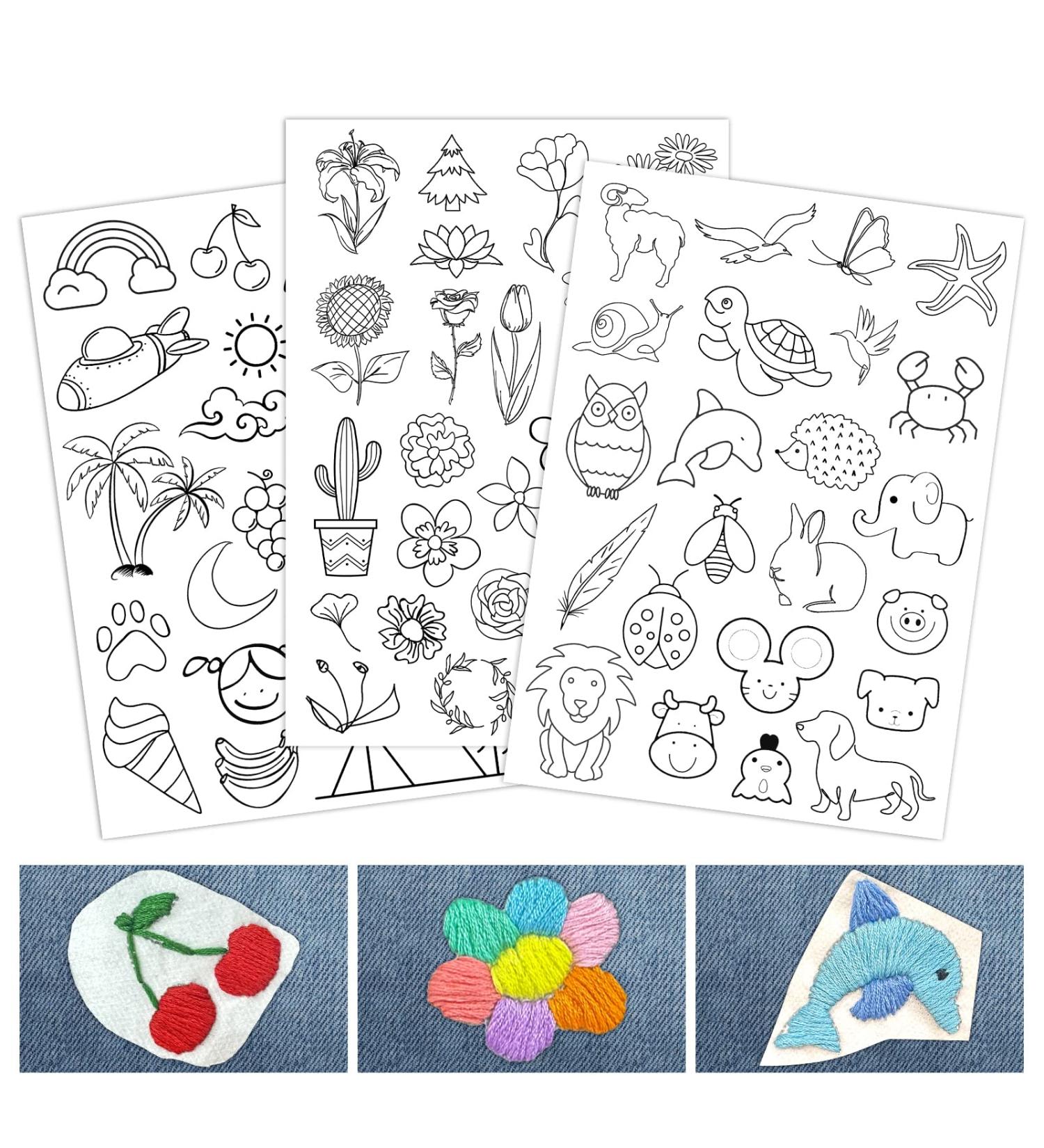 69 Pcs Stick and Stitch Embroidery Designs Paper Sewing Stabilizers - Flower Plants Theme | Hand Wash Tear Away Water Soluble Sticky Stabilizer for Hand Sewing Enthusiasts - Buy Online on GoSupps.com