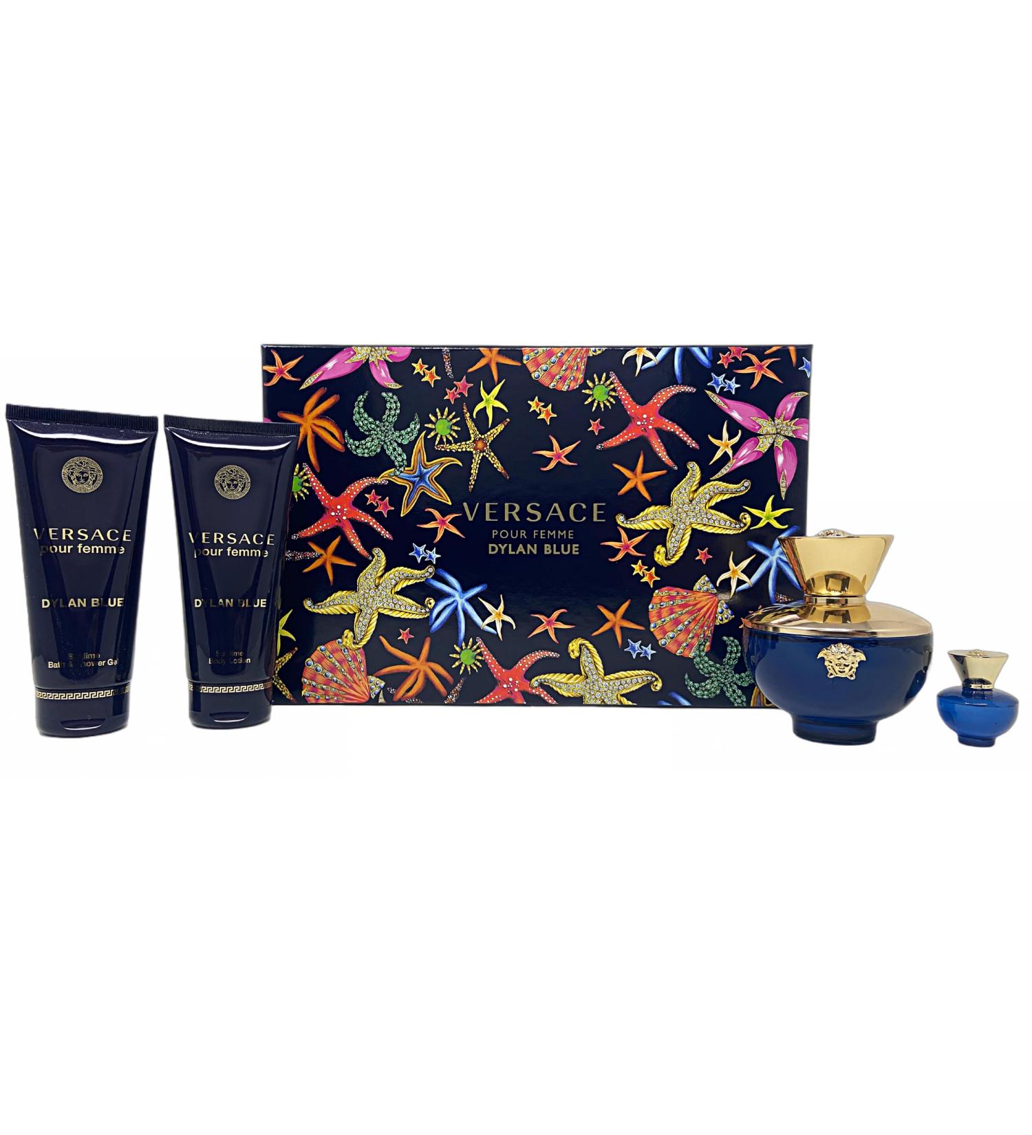 Versace POUR FEMME DYLAN BLUE 4 PIECE GIFT SET - 3.4 OZ EAU DE PARFUM
