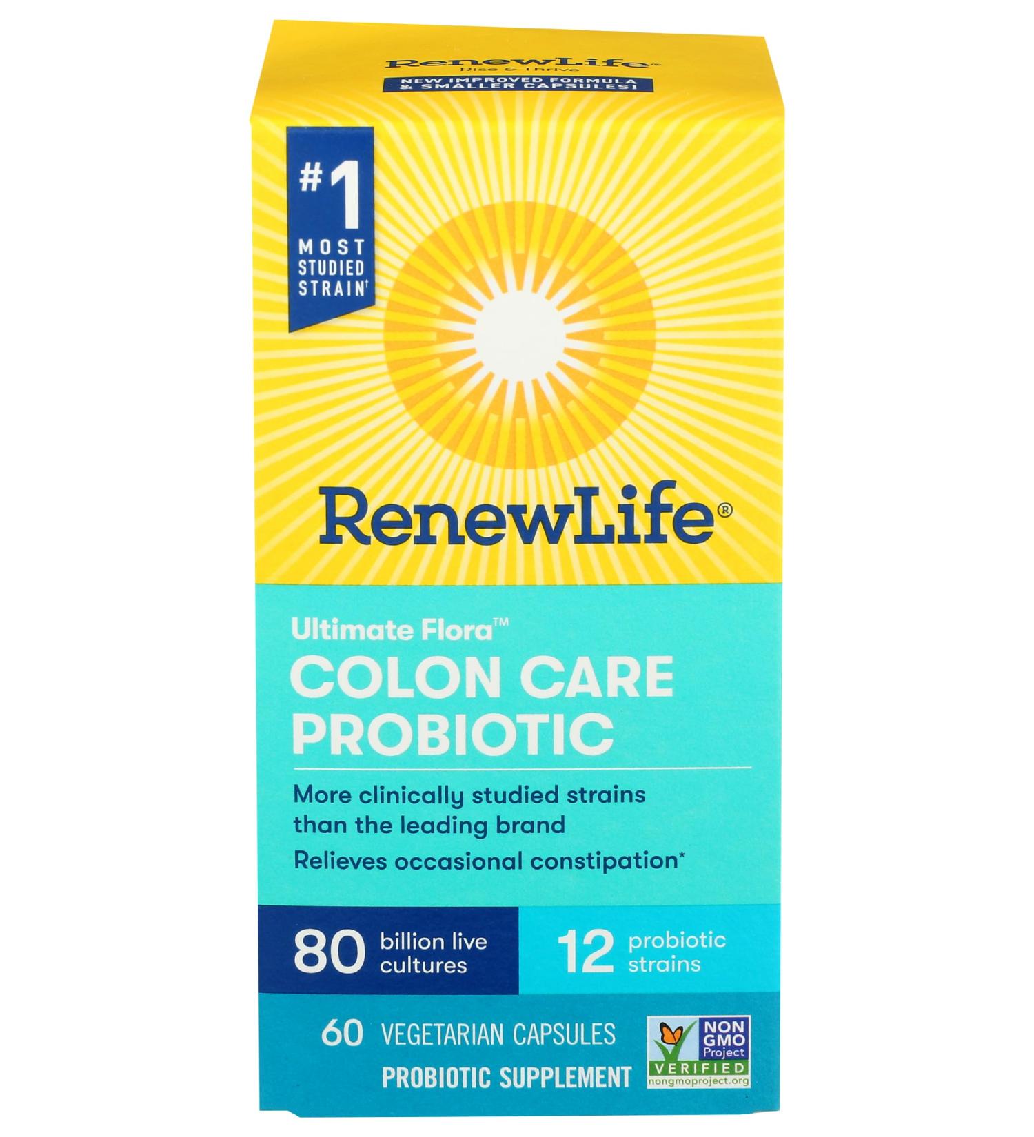 Renew Life Adult Colon Care Probiotic Supplement Gluten Dairy & Soy Free 80 Billion CFU Per Capsule 60 Capsules (Package May Vary) Unflavored 60 Count (Pack of 1) - Buy Online on GoSupps.com