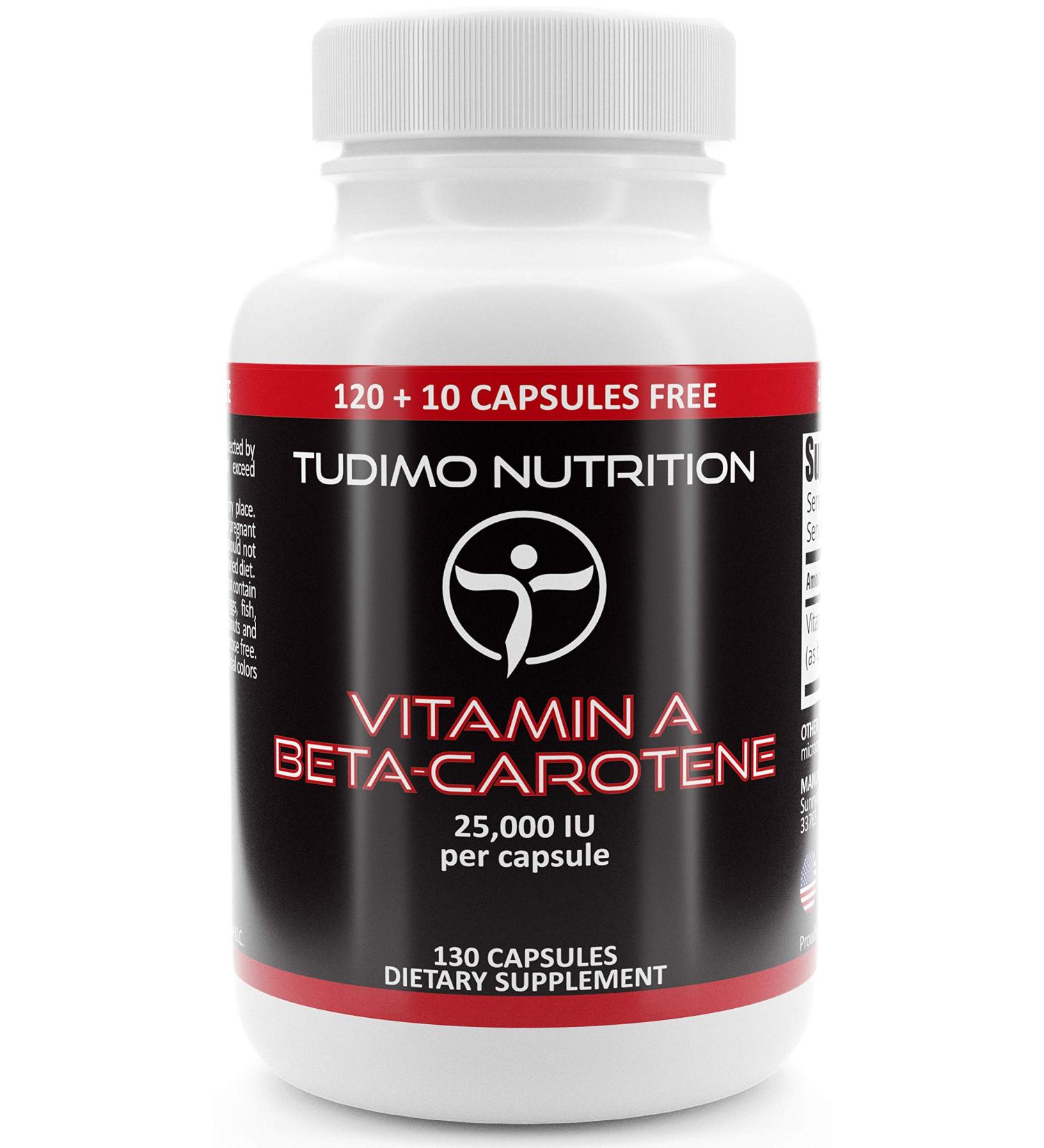 Premium Vitamin A Beta Carotene 25000 IU - 130 Rapid Disintegrating Capsules (4 Month Supply) - Buy Online on GoSupps.com