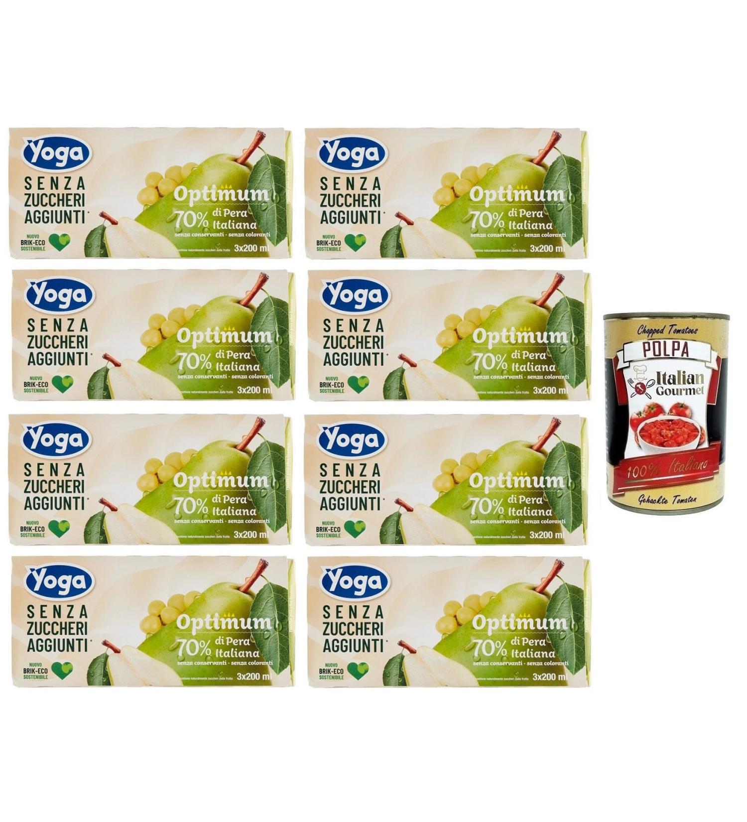  Italian Gourmet E.R. Yoga Fruit Juices Optimum Pear No Added Sugar Refreshing Drink Alcohol-free 3 x 200 ml + Italian Gourmet Tomato Pulp 400 g - Buy Online on GoSupps.com