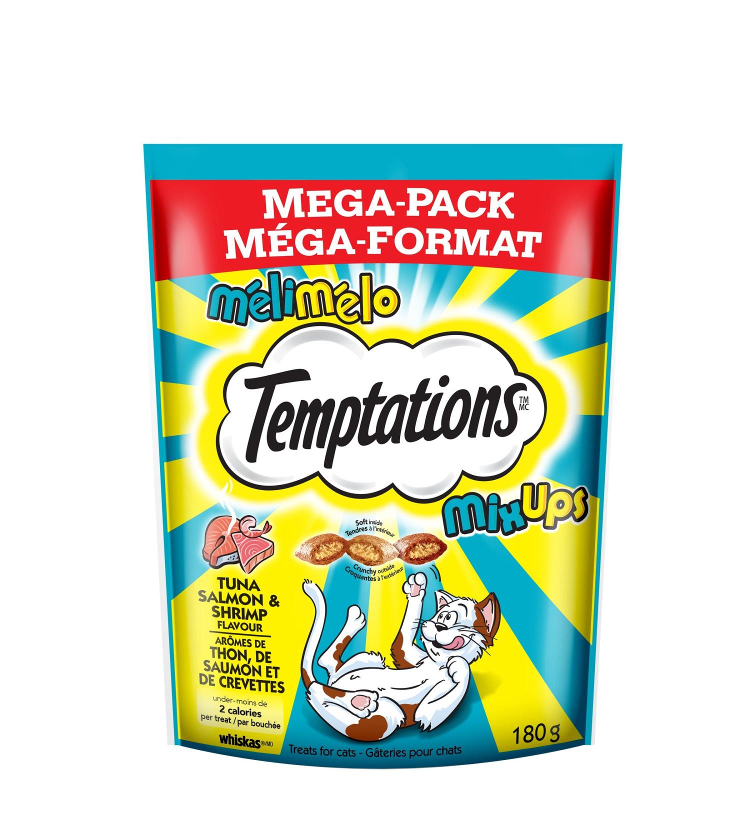 TEMPTATIONS Mix-Ups Adult Cat Treats Tuna Shrimp Salmon 180g Pouch (10 Pack) 180 g (Pack of 10) Tuna - Shrimp - Salmon - Buy Online on GoSupps.com