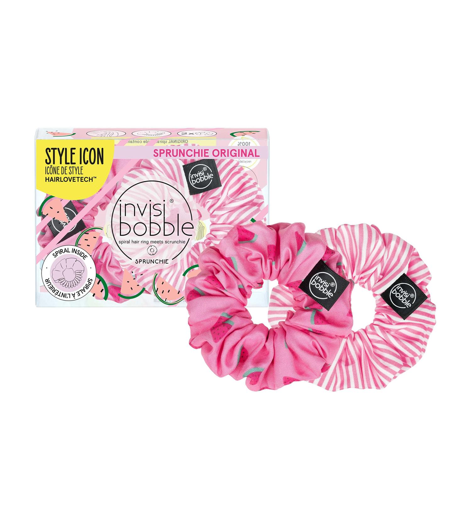 Invisibobble Hair Tie Set - Fruit Fiesta GNTM Scrunchie & Pink Hair Ties | Stylish Melon Motif for Girls & Women | Designed in Munich - Buy Online on GoSupps.com