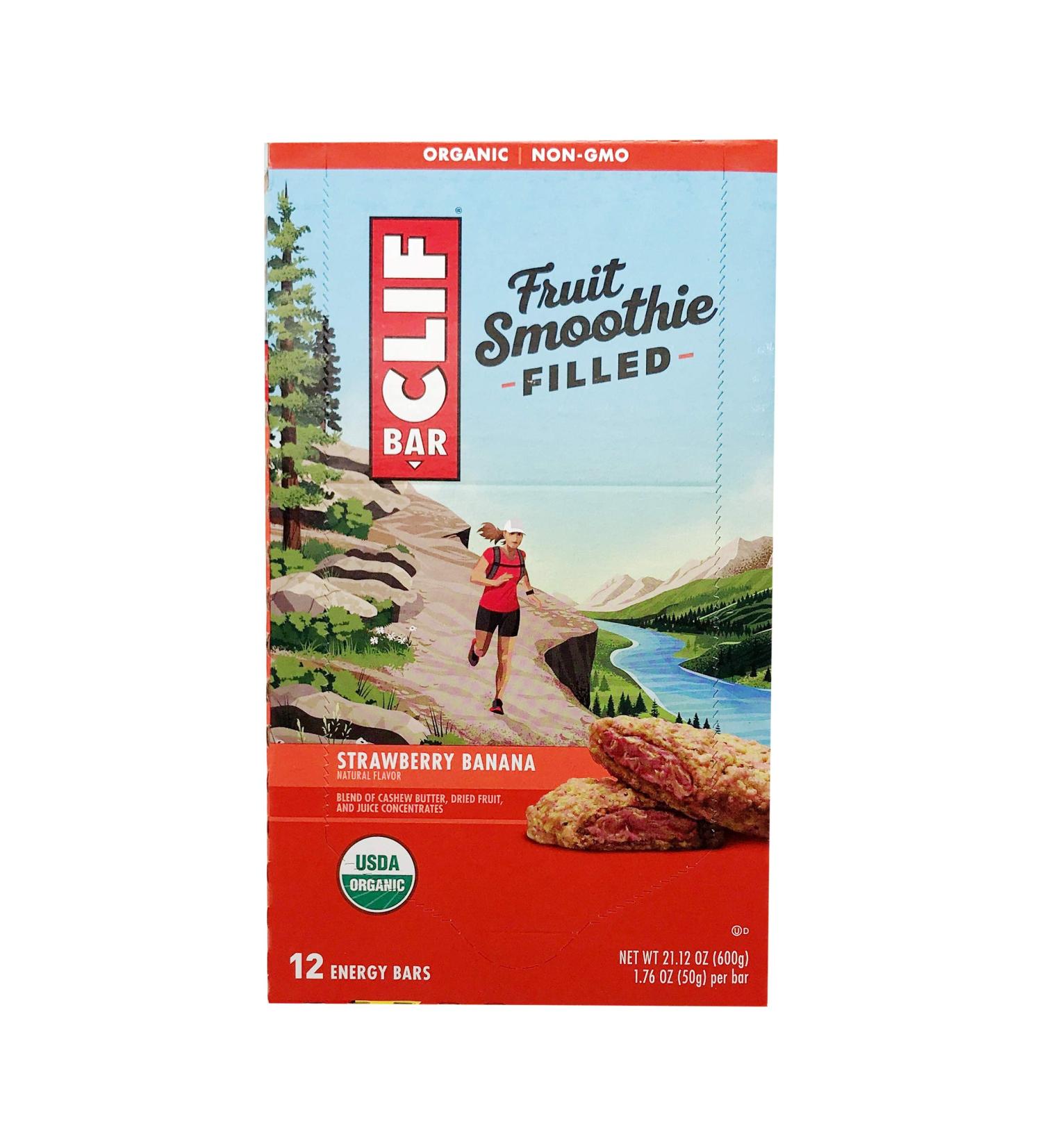 CLIF Organic Energy Bars - Strawberry Banana Smoothie Filled - 12 Count (1.76 oz Protein Snack Bars) - Buy Online on GoSupps.com