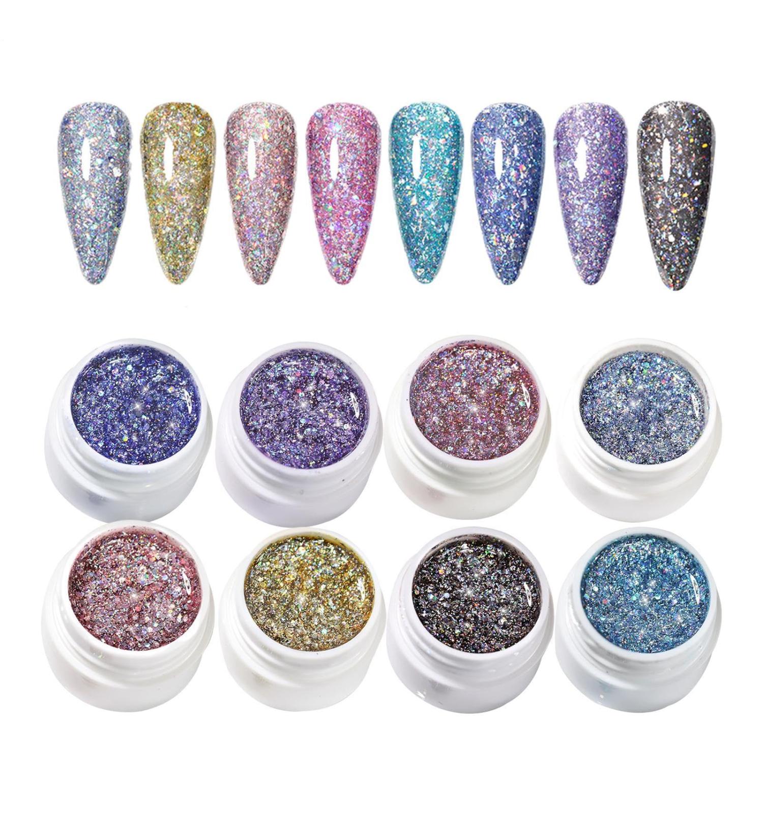 Vernis Paillettes - Gel Brillant Art M tallis - Coffret Cr atif 8 Couleurs Pour Salon Et Manucure Domicile Feminine - Buy Online on GoSupps.com