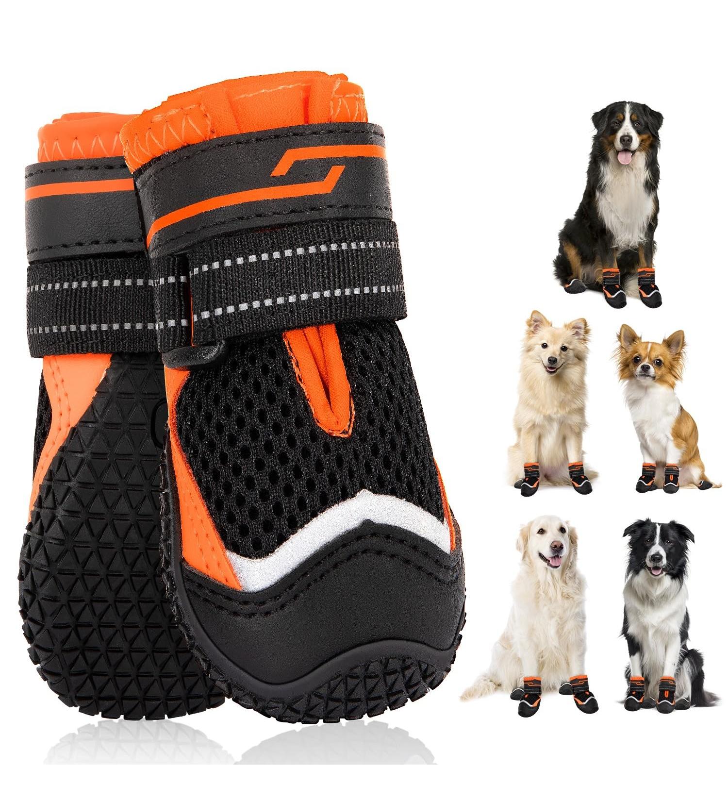 Slowton Dog Shoes - Breathable Protective Boots for Small Medium & Large Dogs | Non-Slip Sole & Adjustable Reflective Velcro | Size 6 (Width 6.5 cm) - Buy Online on GoSupps.com