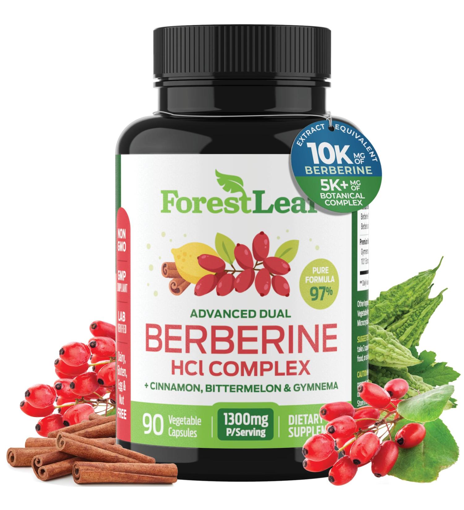 Ultra High Potency Berberine Supplement 1300mg with Ceylon Cinnamon Bitter Melon & Gymnema - Weight Management | 90 Veggie Caps - International Shipping Available - Buy Online on GoSupps.com