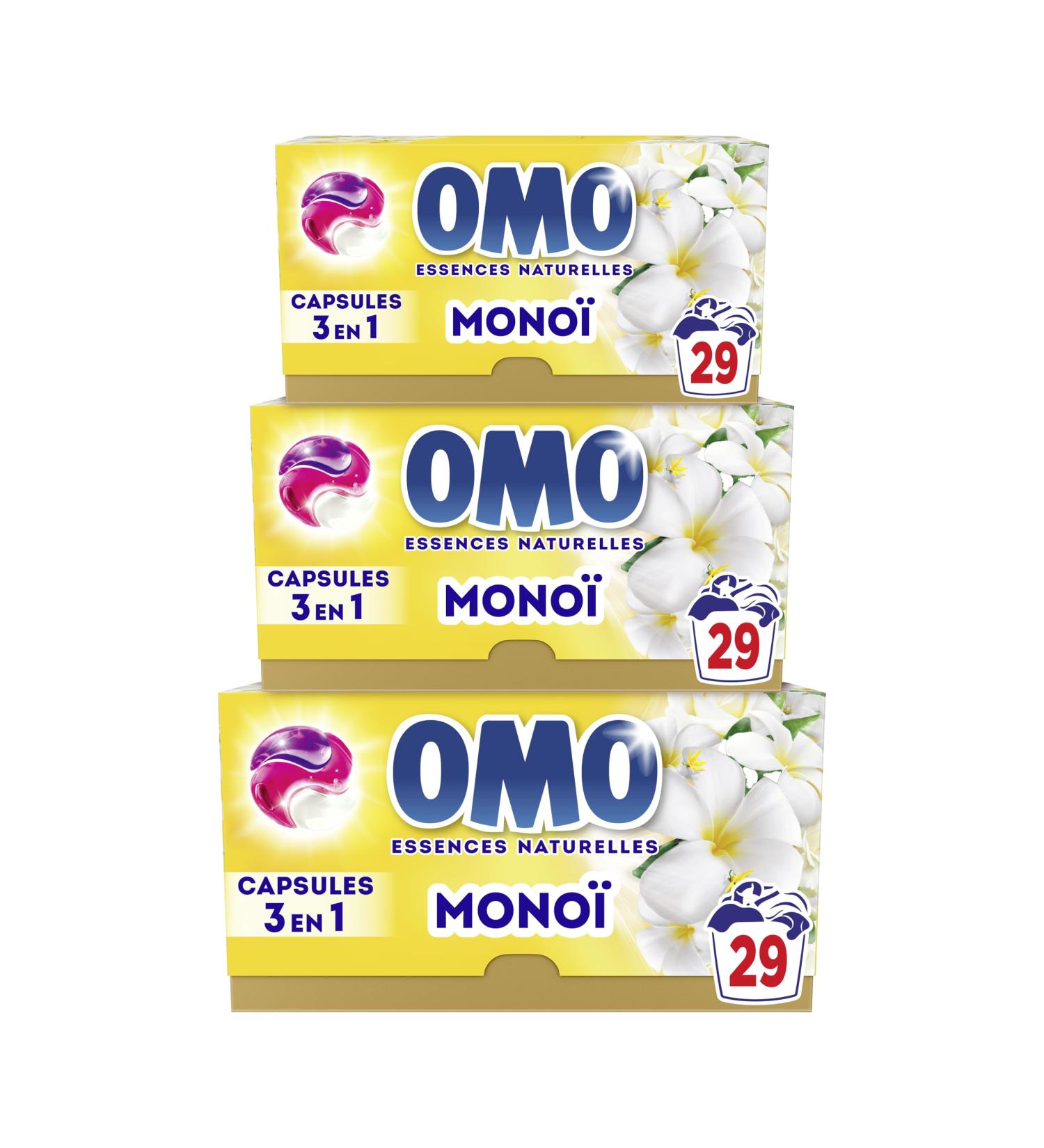 OMO - Liquid laundry detergent in 3 in 1 capsules Yes for Tahiti - 87 washes - Monoi - sparkling cleanliness & long-lasting fragrance - Buy Online on GoSupps.com