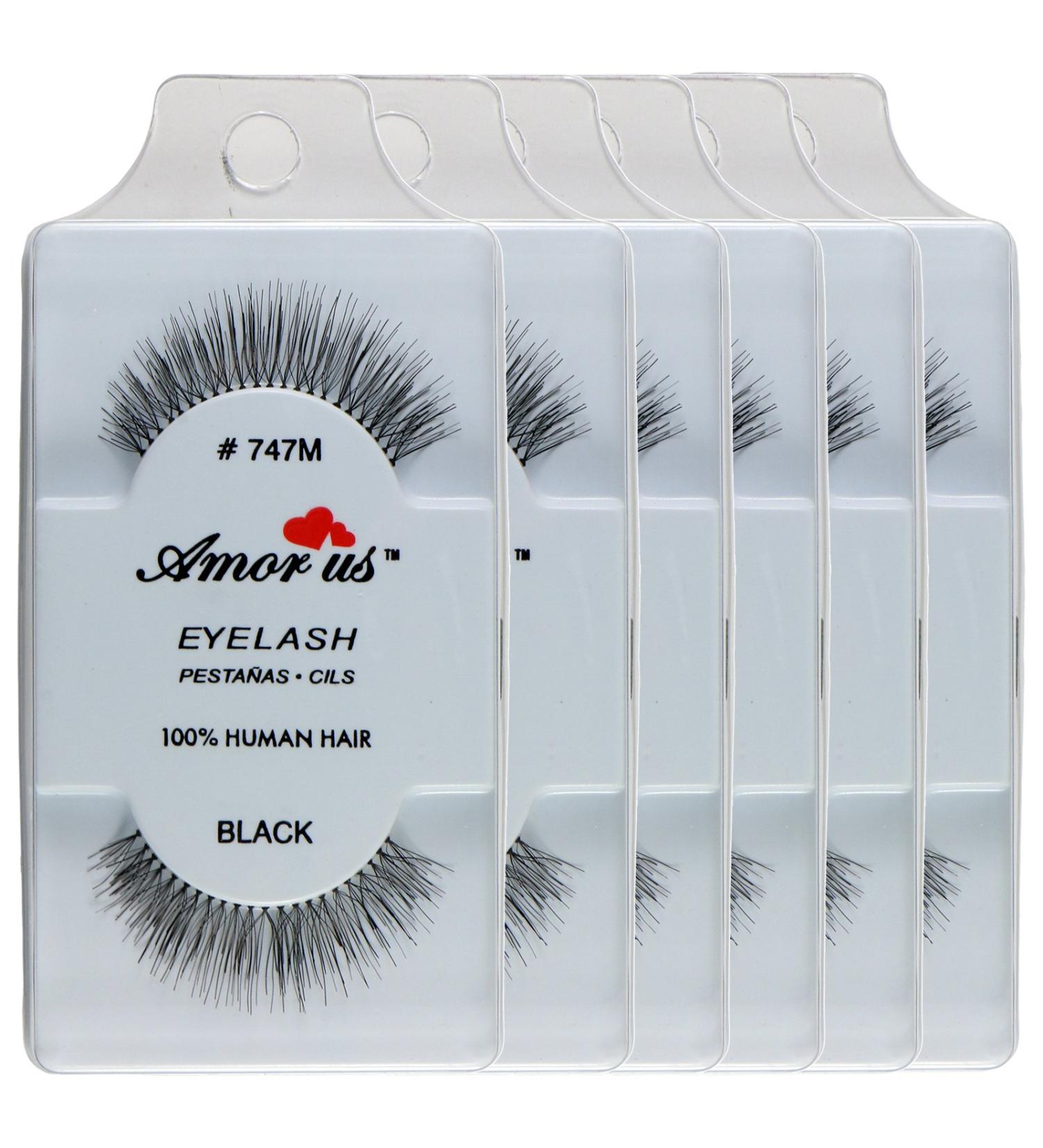 6 Pairs Amorus 100% Human Hair False Eyelashes Made in Indonesia 747M