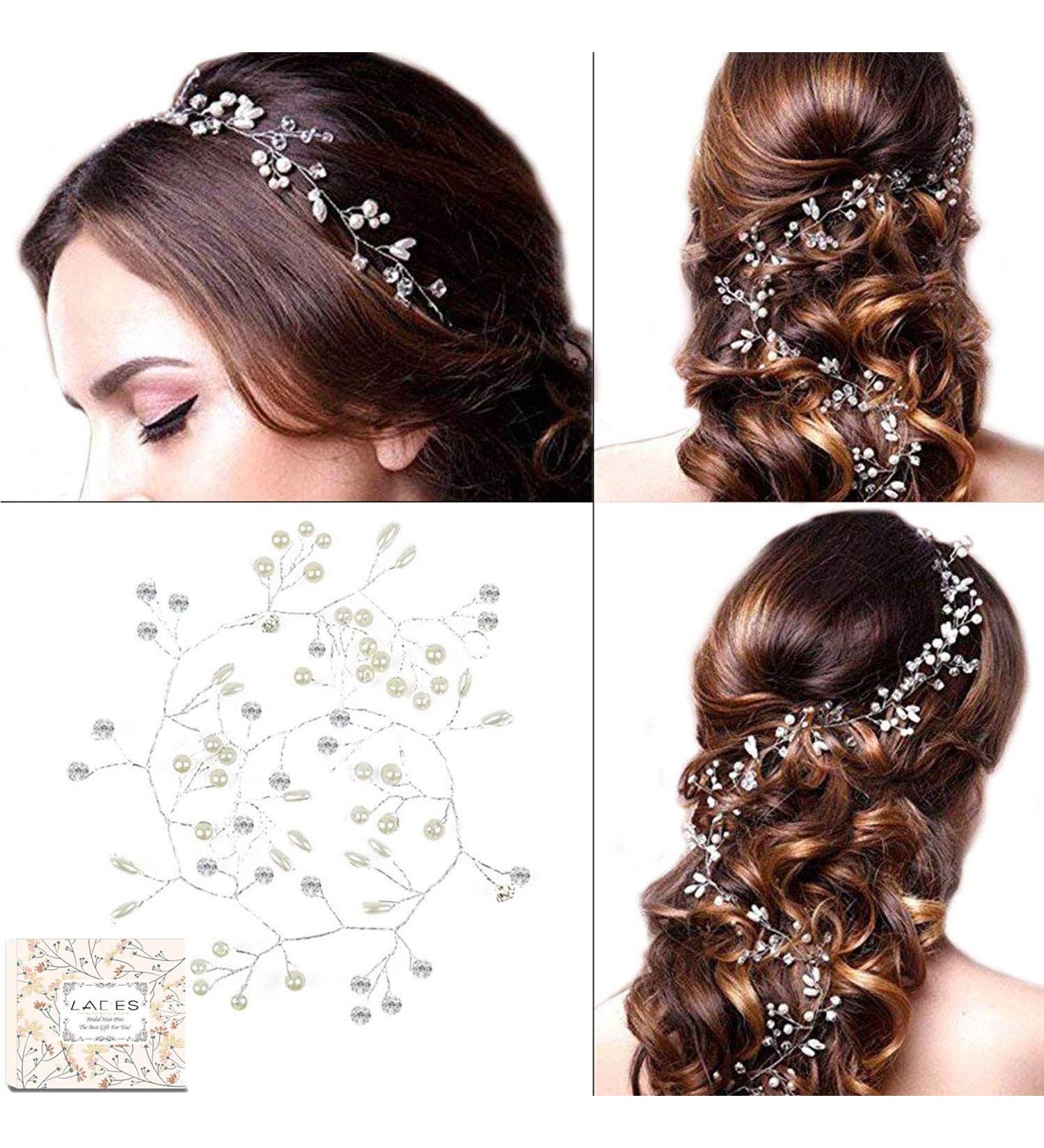 Bridal Wedding Headband - Hair Vine Headdress Sliver Pearl Hair Band Vintage Style For Women On Wedding Party Or Casual - Buy Online on GoSupps.com