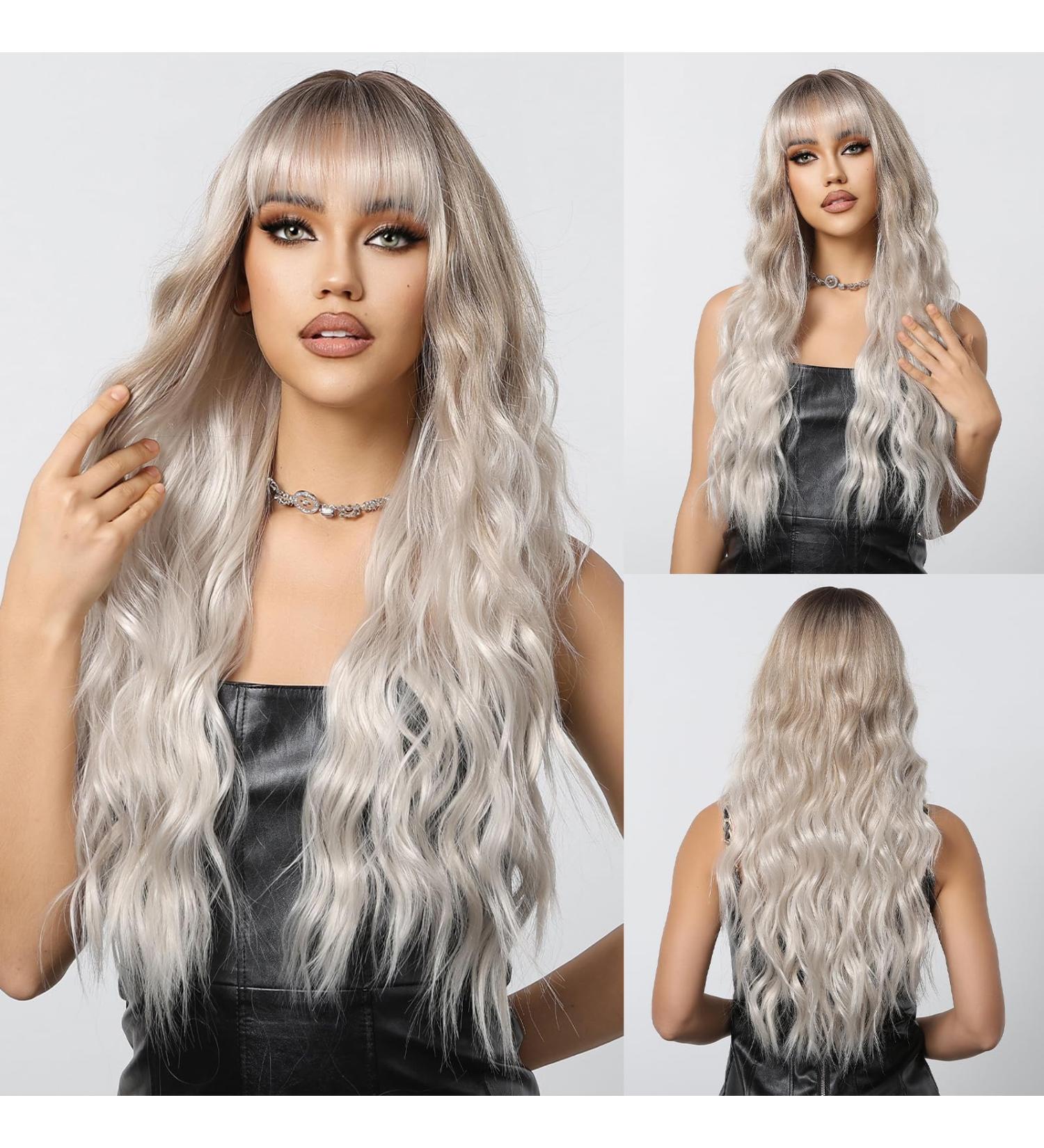 Oefei Long Ombre Bright Blonde Wig | Natural Wavy Synthetic Hair | Heat-Resistant Wigs for Women - Perfect for Daily Wear Parties & Cosplay - Buy Online on GoSupps.com