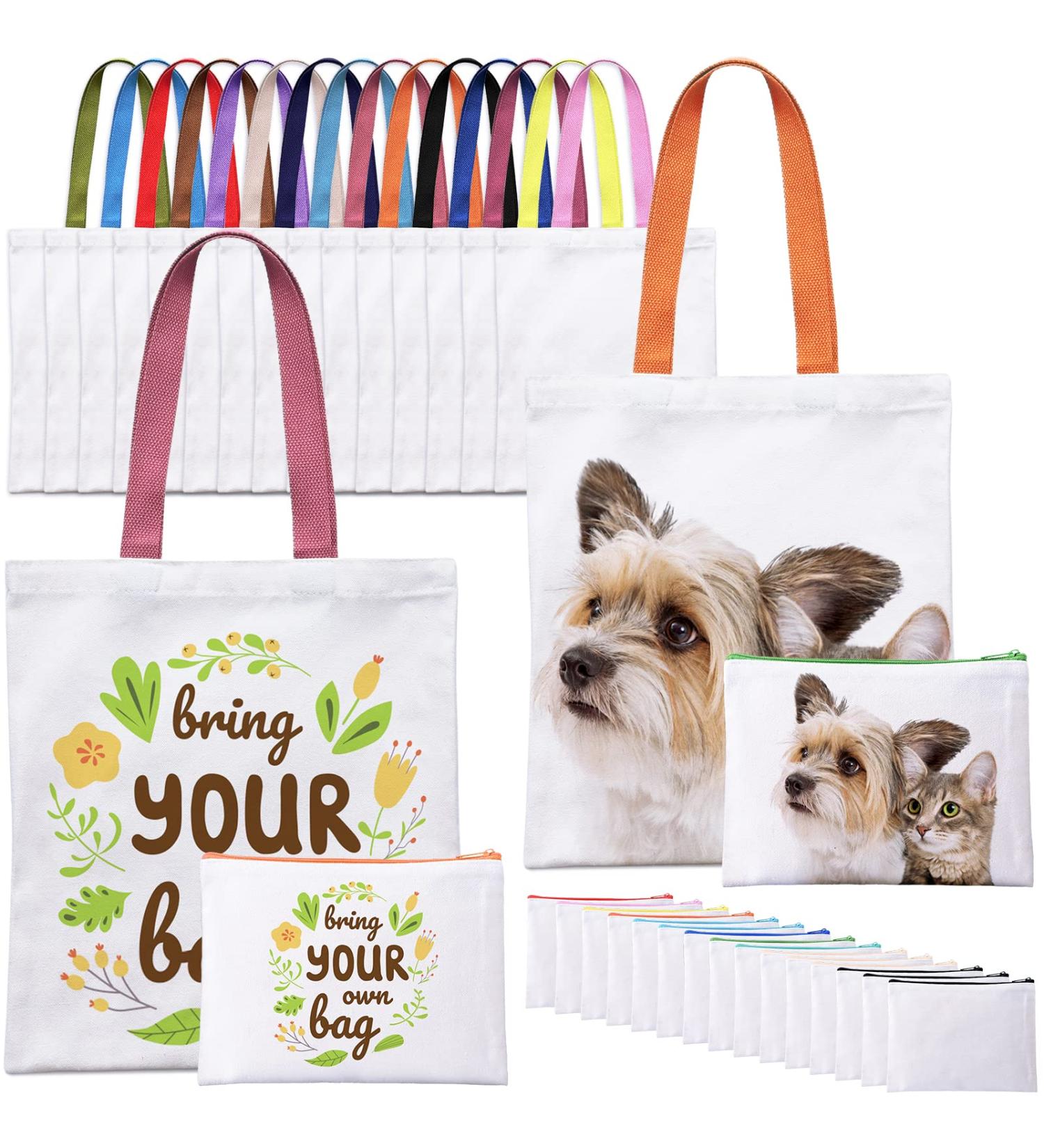 30 Pack Sublimation Blanks Tote bags MAFYE Reusable Grocery Bags DIY Heat Transfer Canvas Tote Bags Cosmetic Makeup Bags Shopping Bags with Customized ColorÂ for DIY Advertising Christmas Craft Gift - Buy Online on GoSupps.com