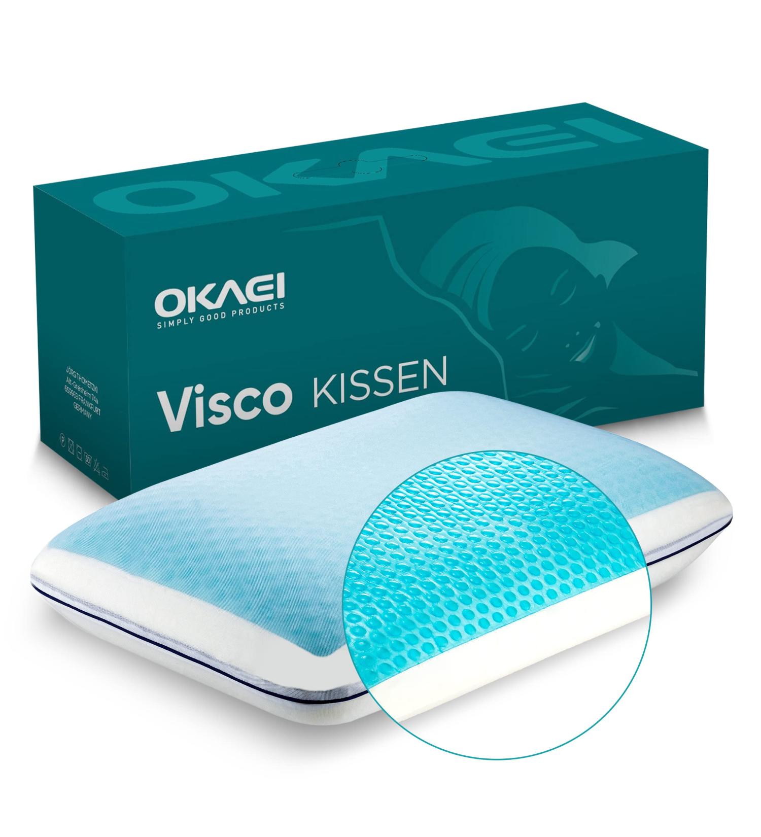 Okaei Gelcell Cooling Memory Foam Pillow - Ergonomic 60x40+15cm for Comfortable Sleep - 100% Polyurethane Filling - Best Cooling Pillow for Pleasant Sleep - Buy Online on GoSupps.com