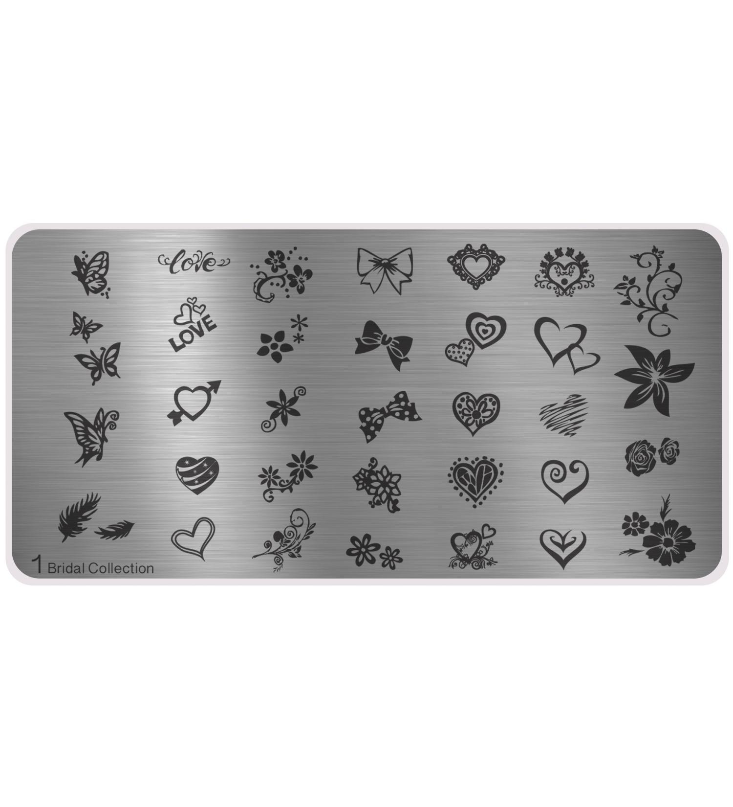 MoYou Nails XL Bridal Plates Collection 1 | Elegant Floral & Heart Nail Art Stamping Designs for Brides - Buy Online on GoSupps.com