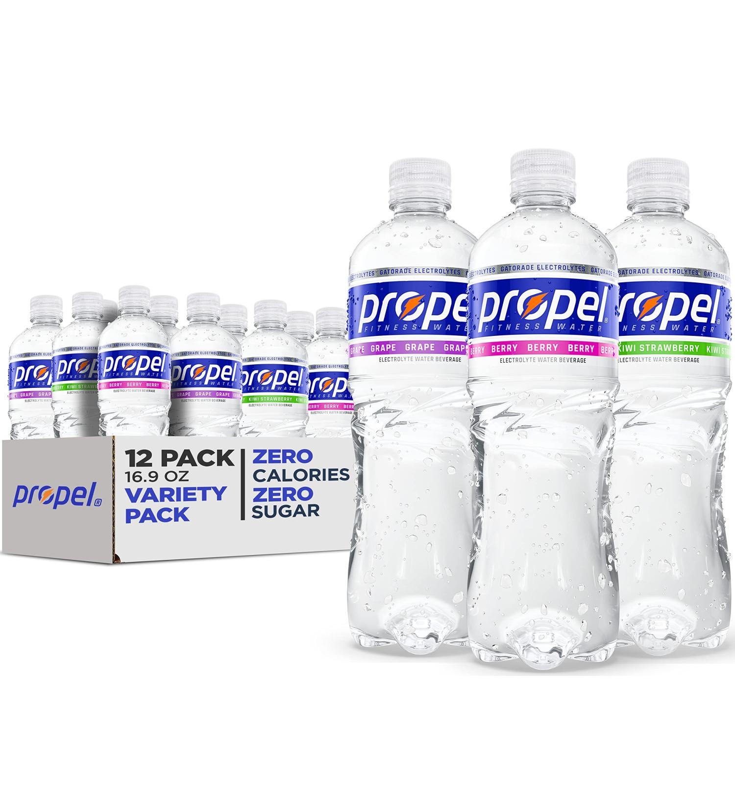 Propel Zero Calorie Sports Water Variety Pack - 12 Count, 16.9 Fl Oz Bottles with Electrolytes and Vitamins C&E - Buy Online on GoSupps.com