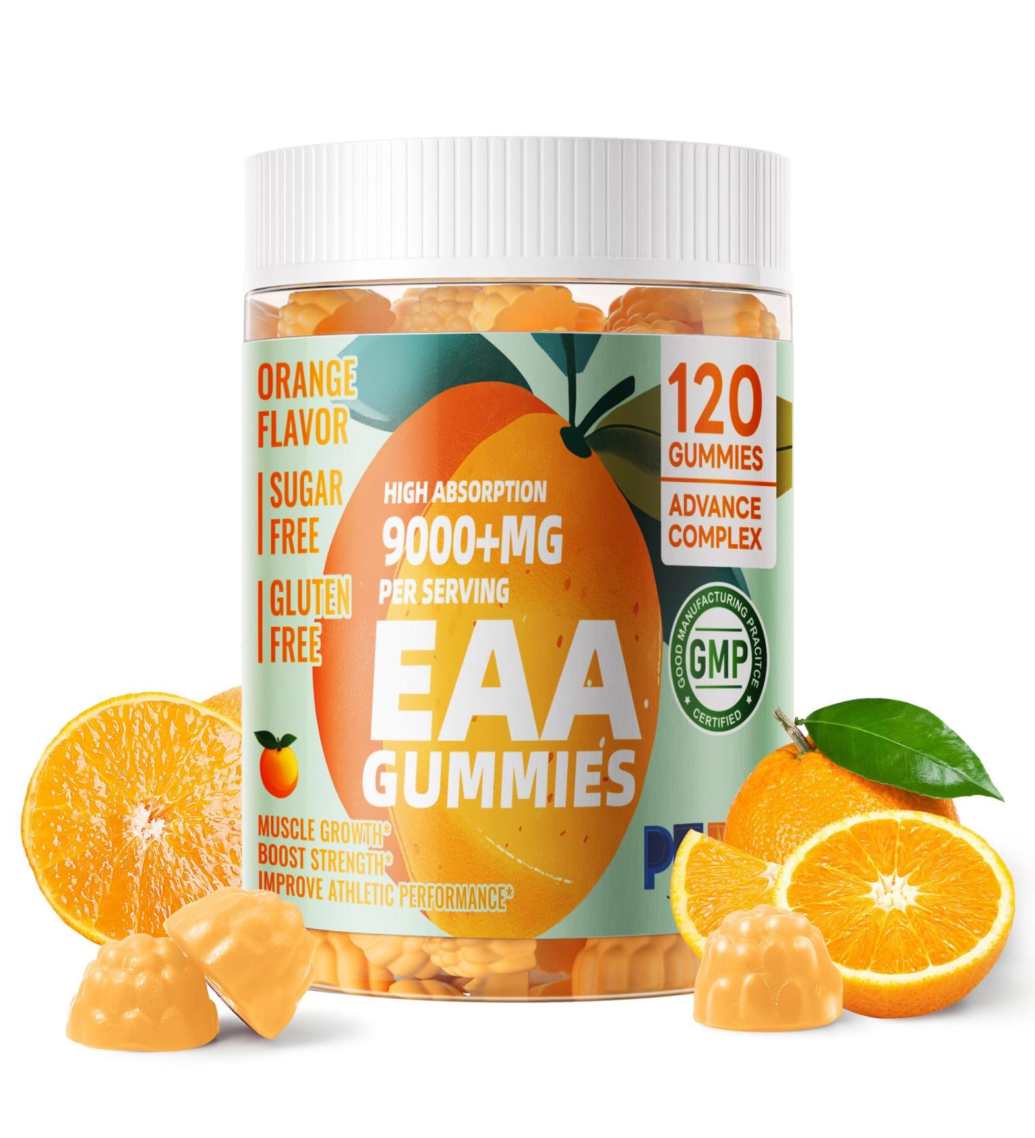 Pets Purest EAA Gummies 120 Gummies (Orange) Essential Amino Acids - All 9 Essential Aminos (EAA) and All Branched-Chain Aminos (BCAAs) Non-GMO Gluten Free Vegetarian Friendly Orange 120 Count (Pack of 1) - Buy Online on GoSupps.com