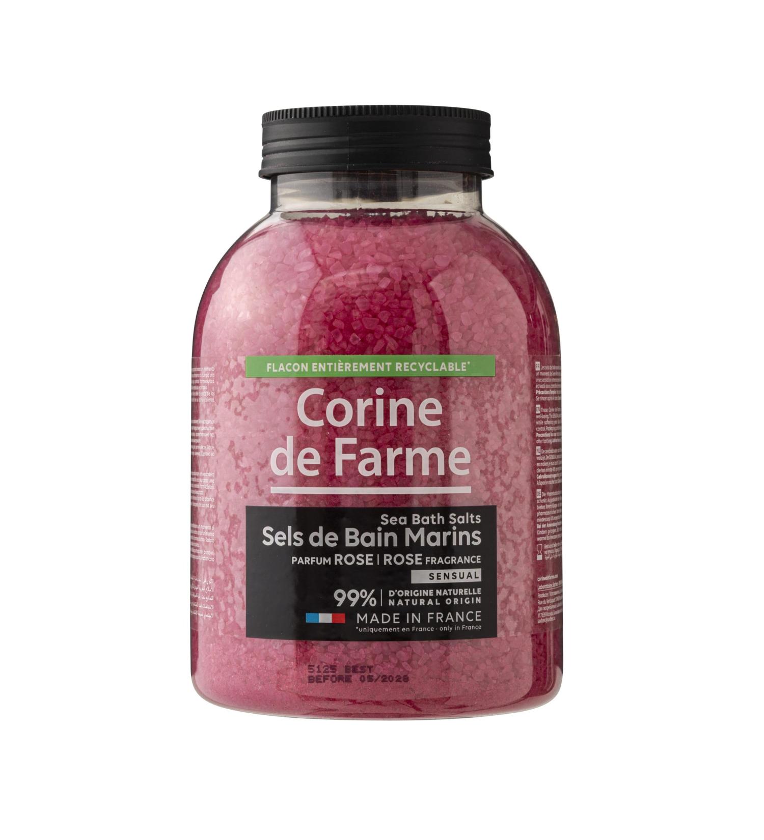 Corine de Farme Sensual Rose Marine Bath Salts - Relaxation and Well-being - Enchanting Fragrance - Natural Ingredients - Body Care - 500g - Ideal Gift for Home Spa