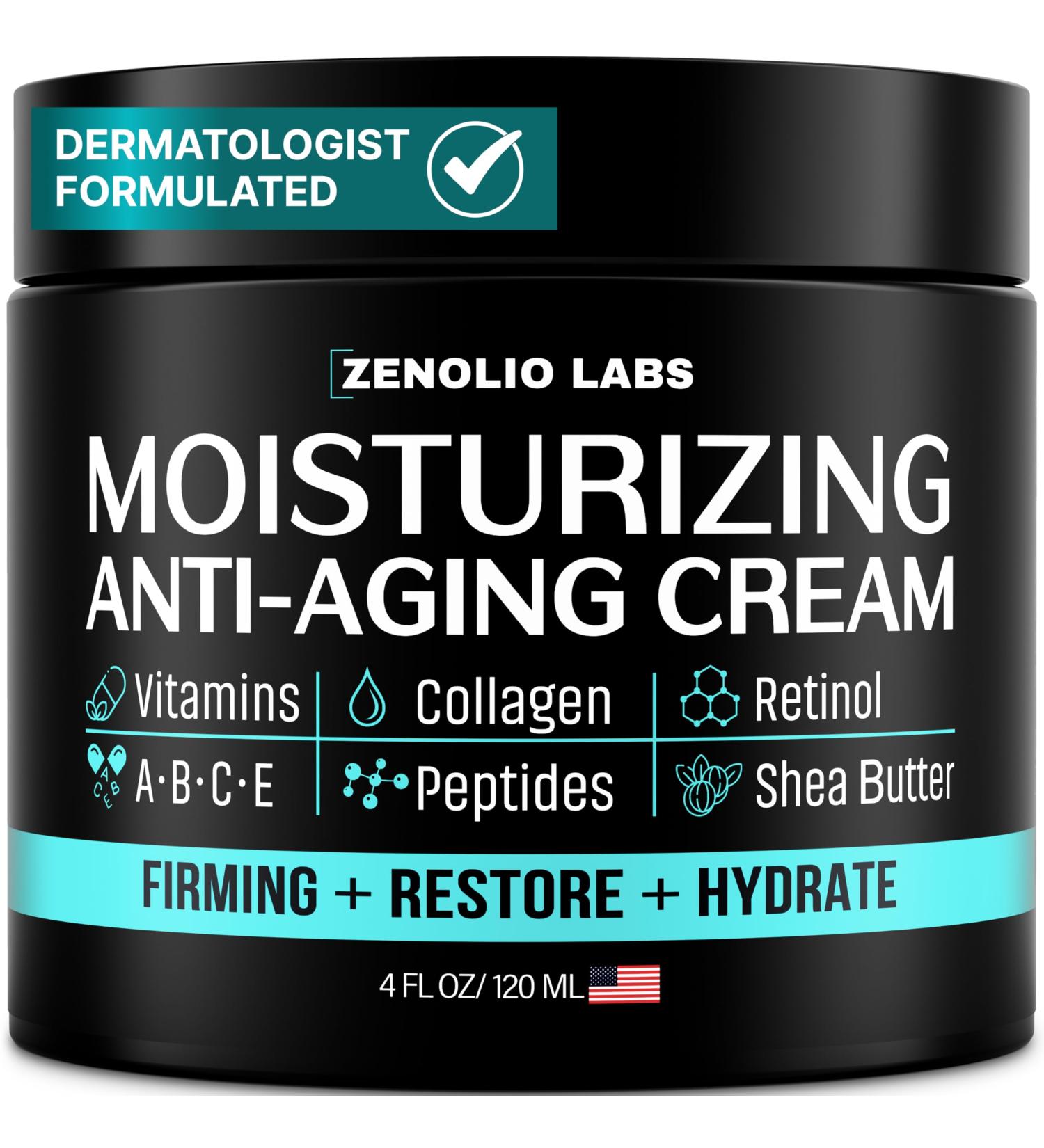 Mens Face Moisturizer Cream - Anti Aging & Wrinkle Face Cream - Mens Facial Moisturizer - Retinol Collagen Peptides Shea Butter Vitamins E & A - Facial Skin Care Eye Lotion - Day & Night 4 oz 4 Fl Oz (Pack of 1) - Buy Online on GoSupps.com