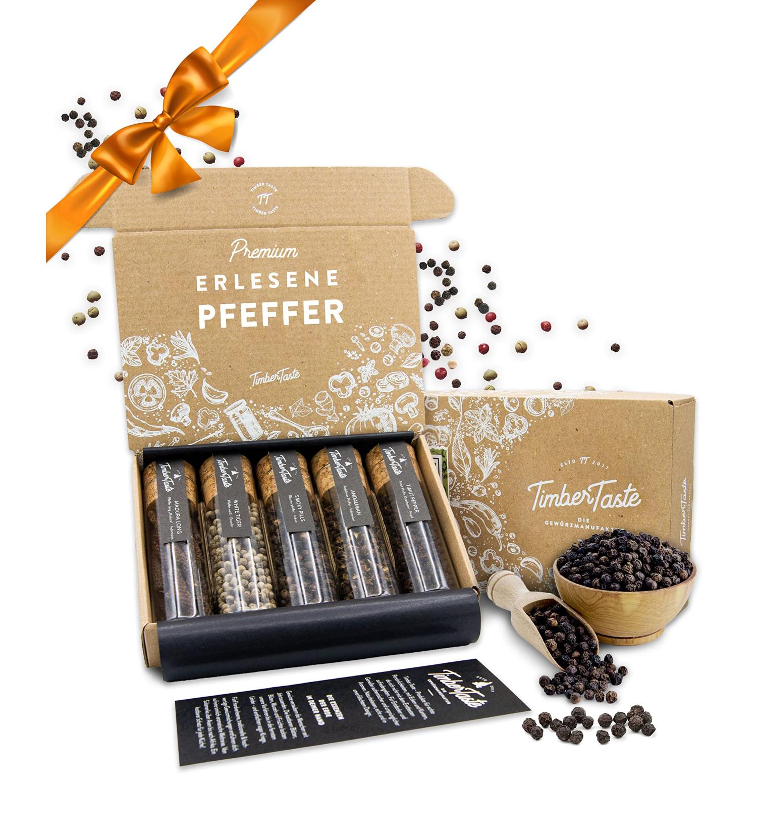 Timber Taste Pfeffer Gift Set Exquisite Global Pepper Collection for Men & Women | Perfect Birthday Gift for Pepper Lovers - Buy Online on GoSupps.com