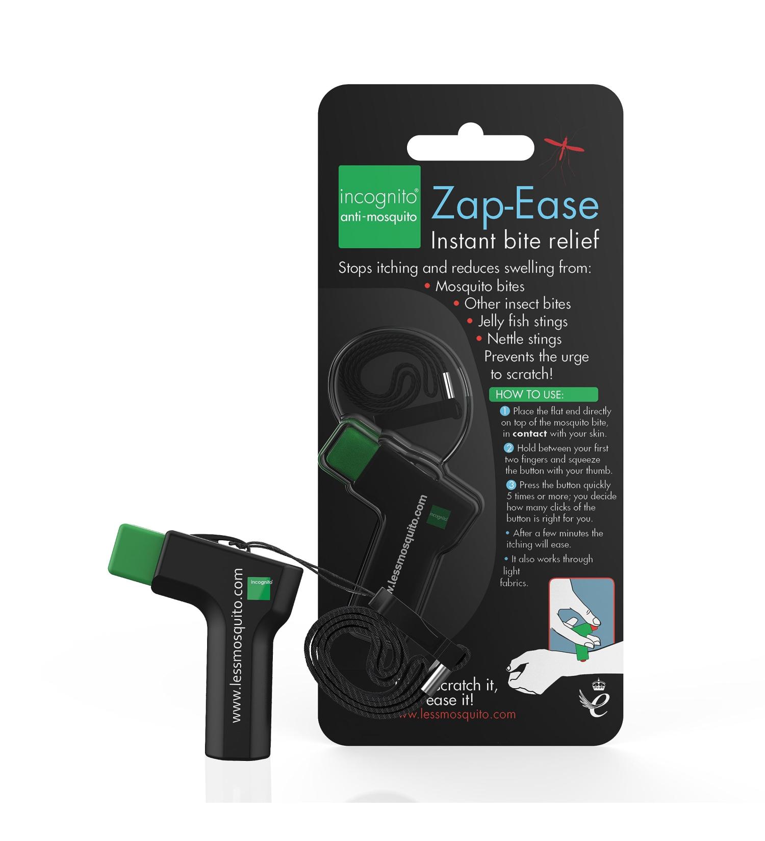 INCOGNITO Zap Ease Electronic Insect Sting Relief | Works on Mosquitoes & Biting Insects | Up to 1,000 Bites | For Home & Travel | Black 25g - 1 Count - Buy Online on GoSupps.com