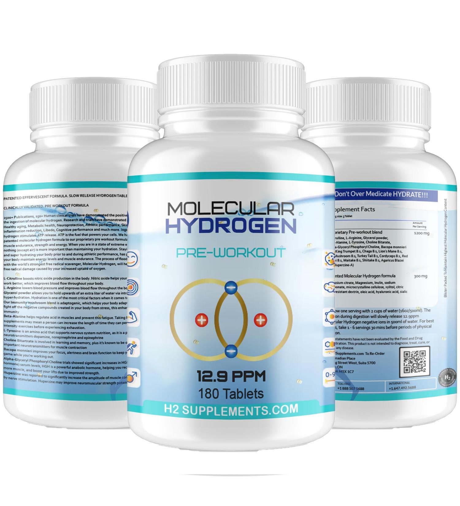 H2Supplements Molecular Hydrogen Pre-Workout Tablets (60 Tablets)