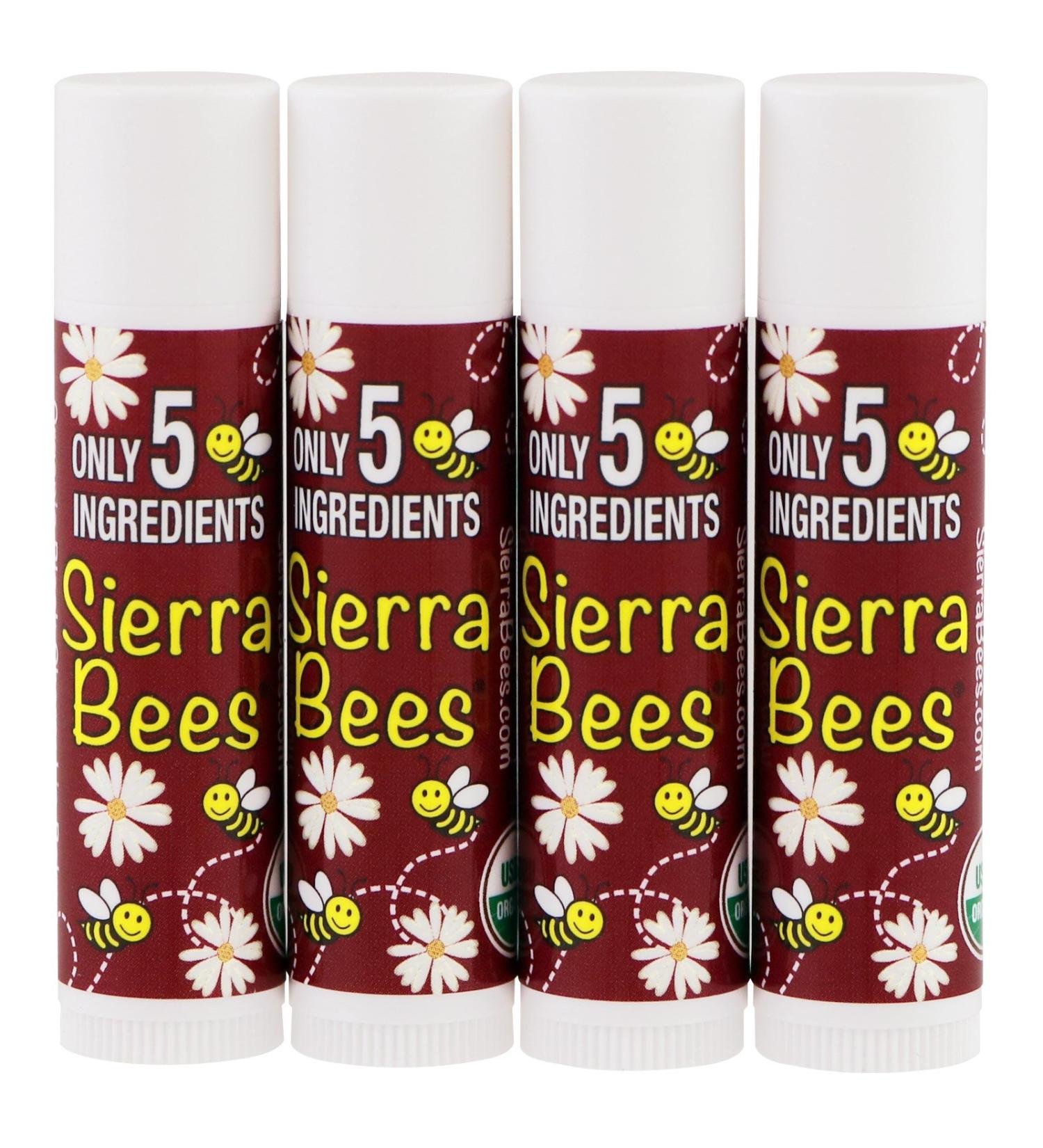 Sierra Bees Organic Black Cherry Lip Balm 4 Pack | .15 oz Each - Hydrating & Natural - Buy Online on GoSupps.com
