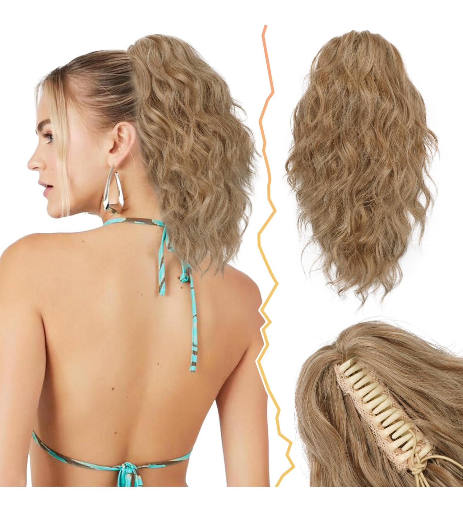 BARSDAR 30cm Short Wavy Ponytail Extension - Clip-In Multi-Layered Synthetic Hair for Women & Girls (Light Golden Brown & Blonde Mix) - Buy Online on GoSupps.com