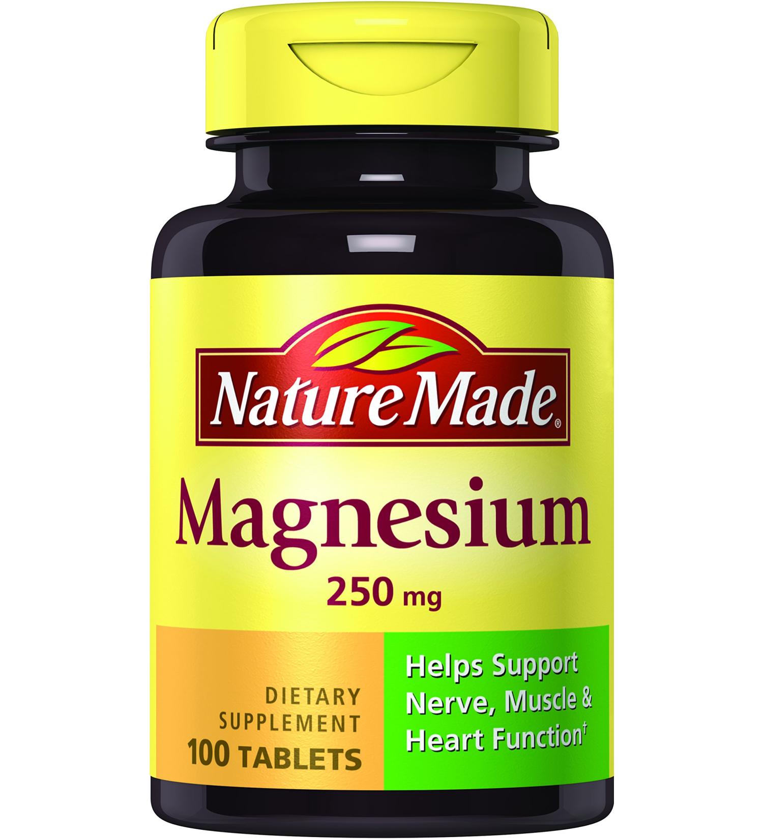 Nature Made Magnesium 250 mg - 100 Tablets | Supports Muscle & Nerve Health - Buy Online on GoSupps.com