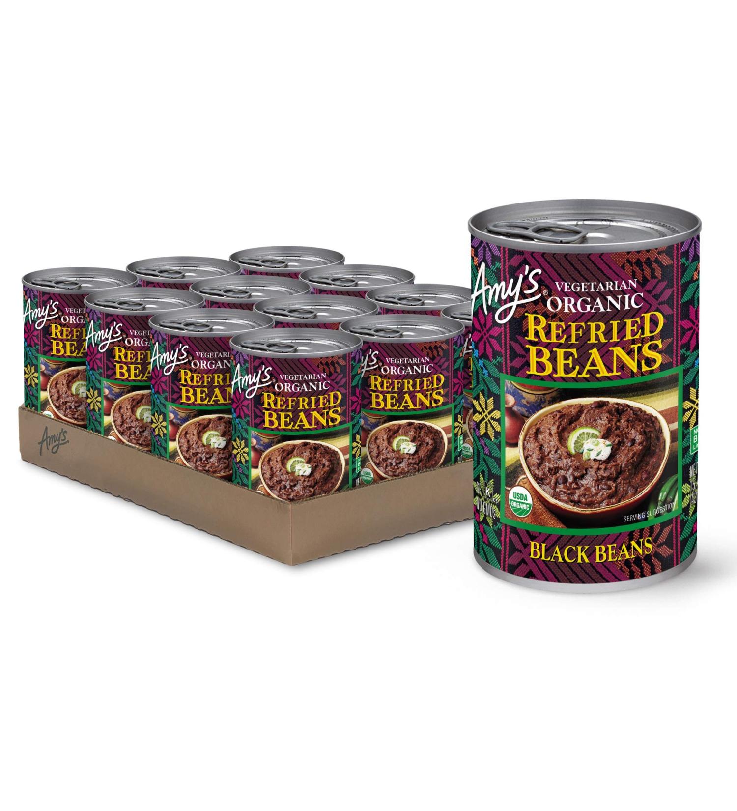 Buy Amy's Organic Gluten-Free Refried Black Beans, Vegetarian, 15.4 oz (Pack of 12) - Buy Online on GoSupps.com