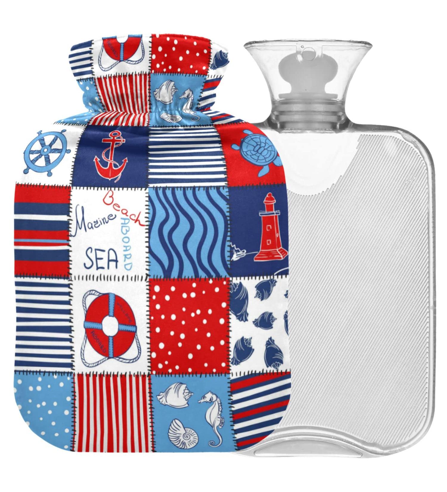Naanle Ocean Sea Horse Heat Bottle 1L - Transparent Warm Water Flask for Pain Relief & Cold Therapy | Bed Hand & Foot Warmer - Buy Online on GoSupps.com