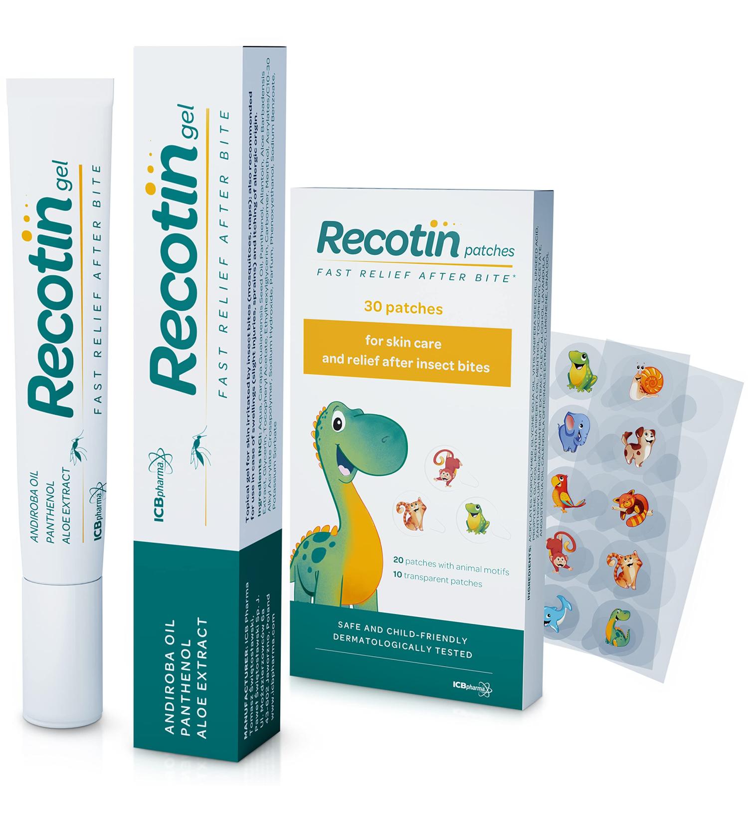 Novokill Recotin Insect Stich Healer Set - 30 Mosquito Plasters & Afterbite Gel for Family - Fast Relief from Mosquito & Bee Bites Safe for Children - Buy Online on GoSupps.com