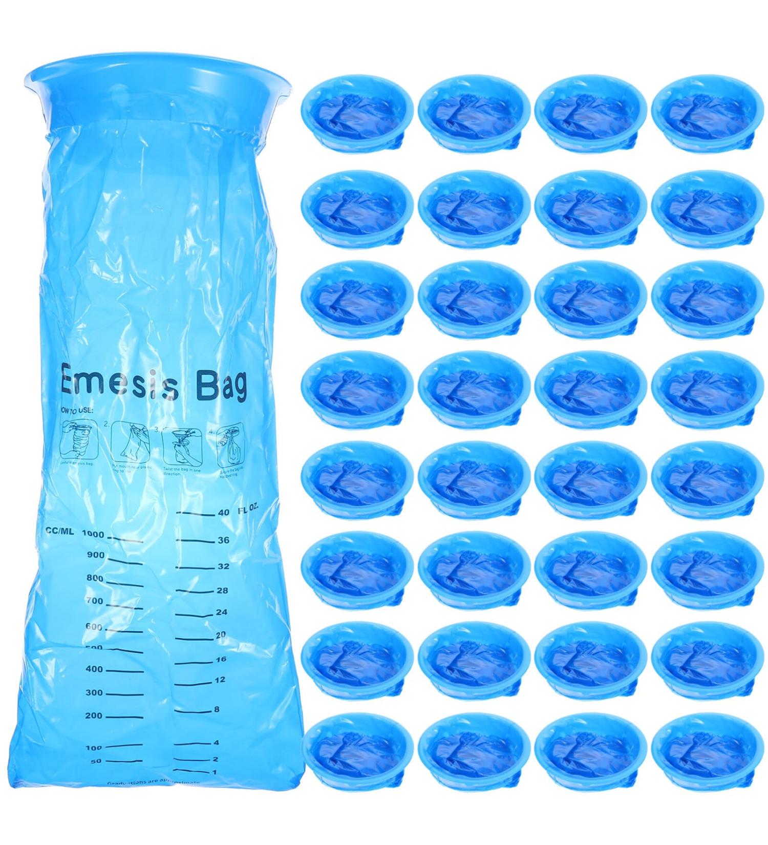 Healeved Motion Sickness Bands Barf Bags Vomit Bags: 25Pcs Emesis Bags Throw Up Bags Sealing Travel Motion Sickness Vomit Bags for Car Motion Airline Travel Mornings Sickness Pregnancy Blue Puke Bags