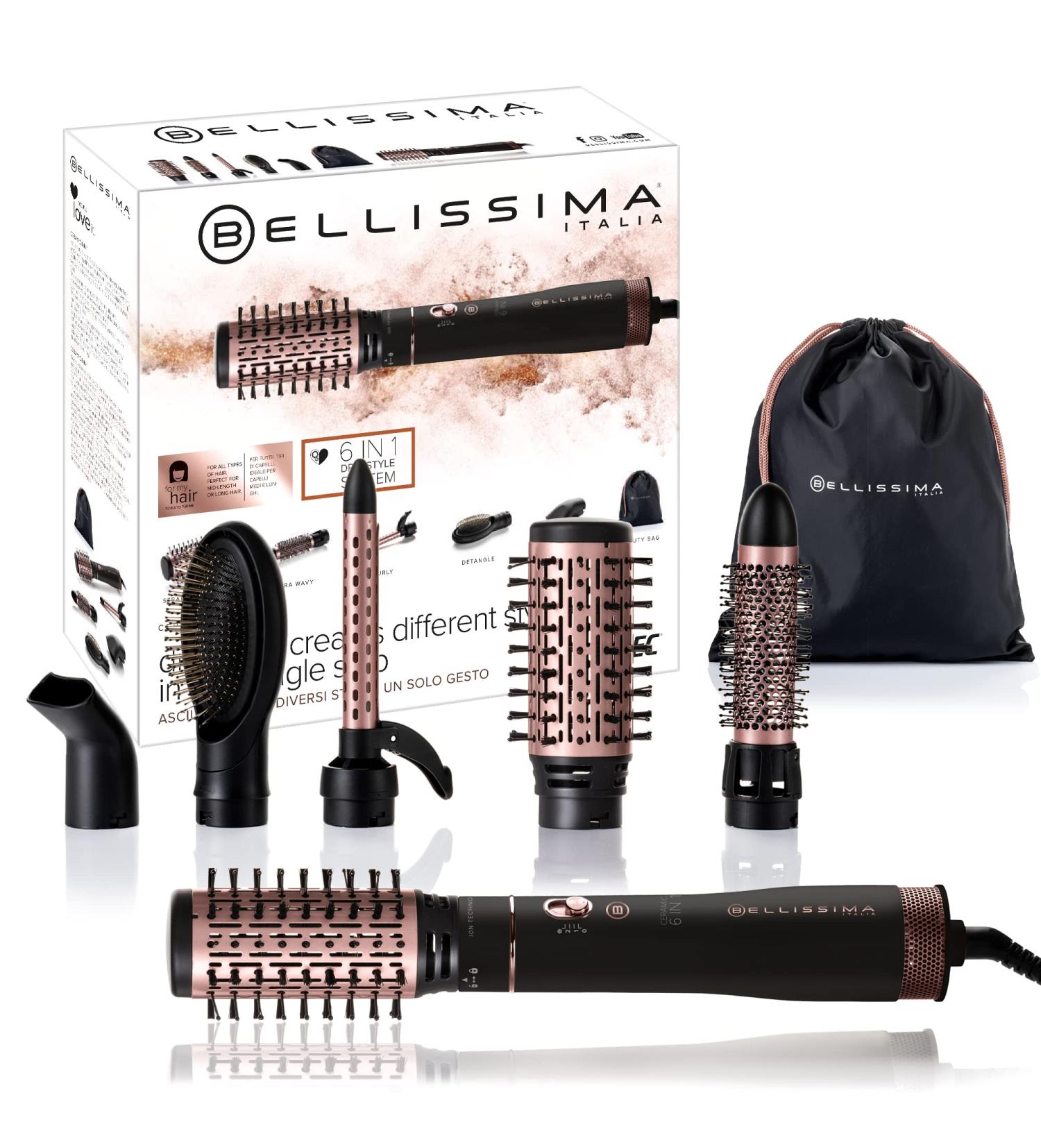 Bellissima 6 in 1 Interchangeable Hot Air Brush Dryer and Volumizer - Ion Technology, Ceramic & Keratin Coated Brushes - 1000W UK Plug - Buy Online on GoSupps.com