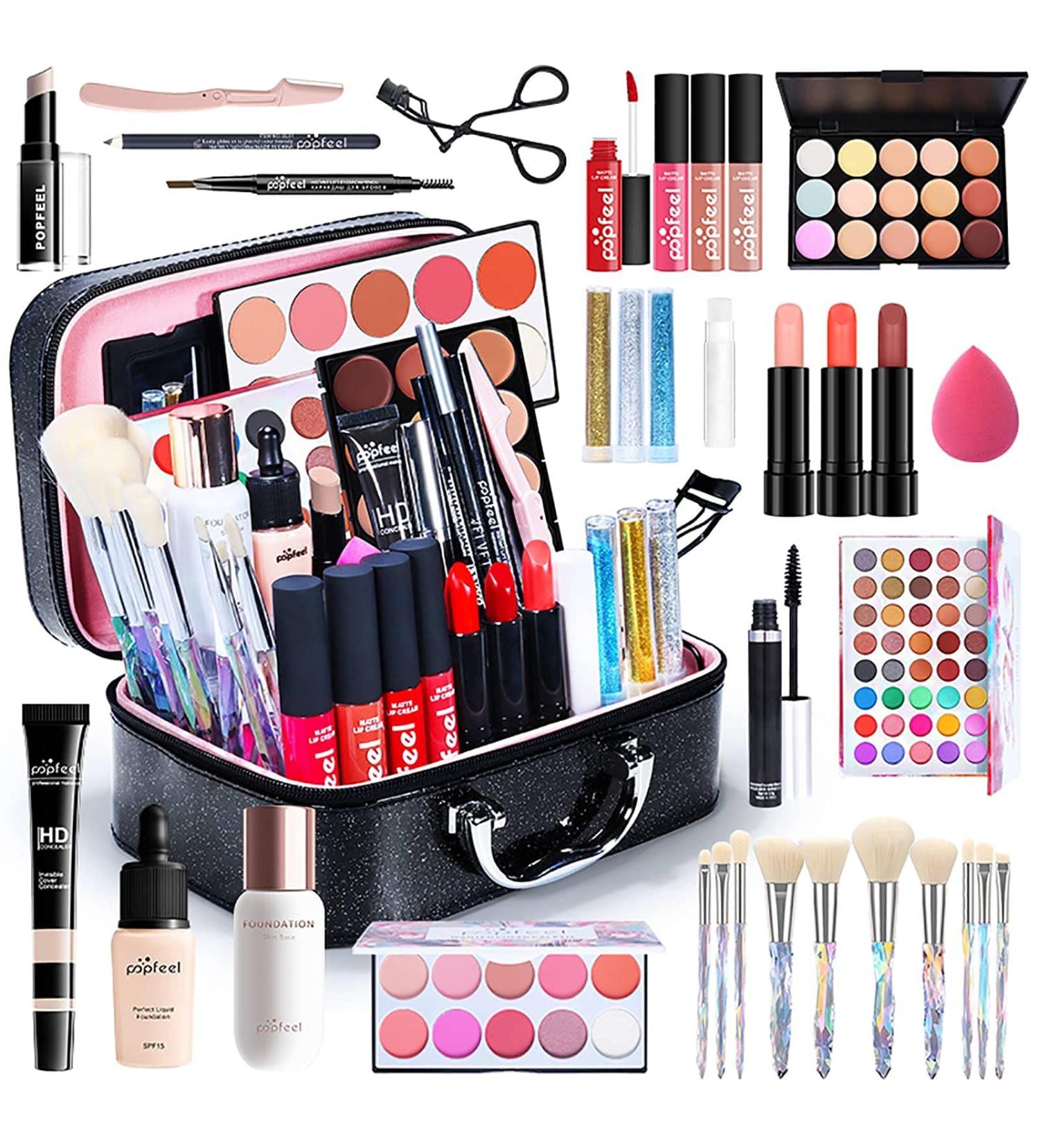 Duhe189014 35-Part All-in-One Makeup Set for Women | Complete Travel Makeup Kit with Brushes Lipsticks & Eyeshadows - Perfect Gift for Girls - Buy Online on GoSupps.com