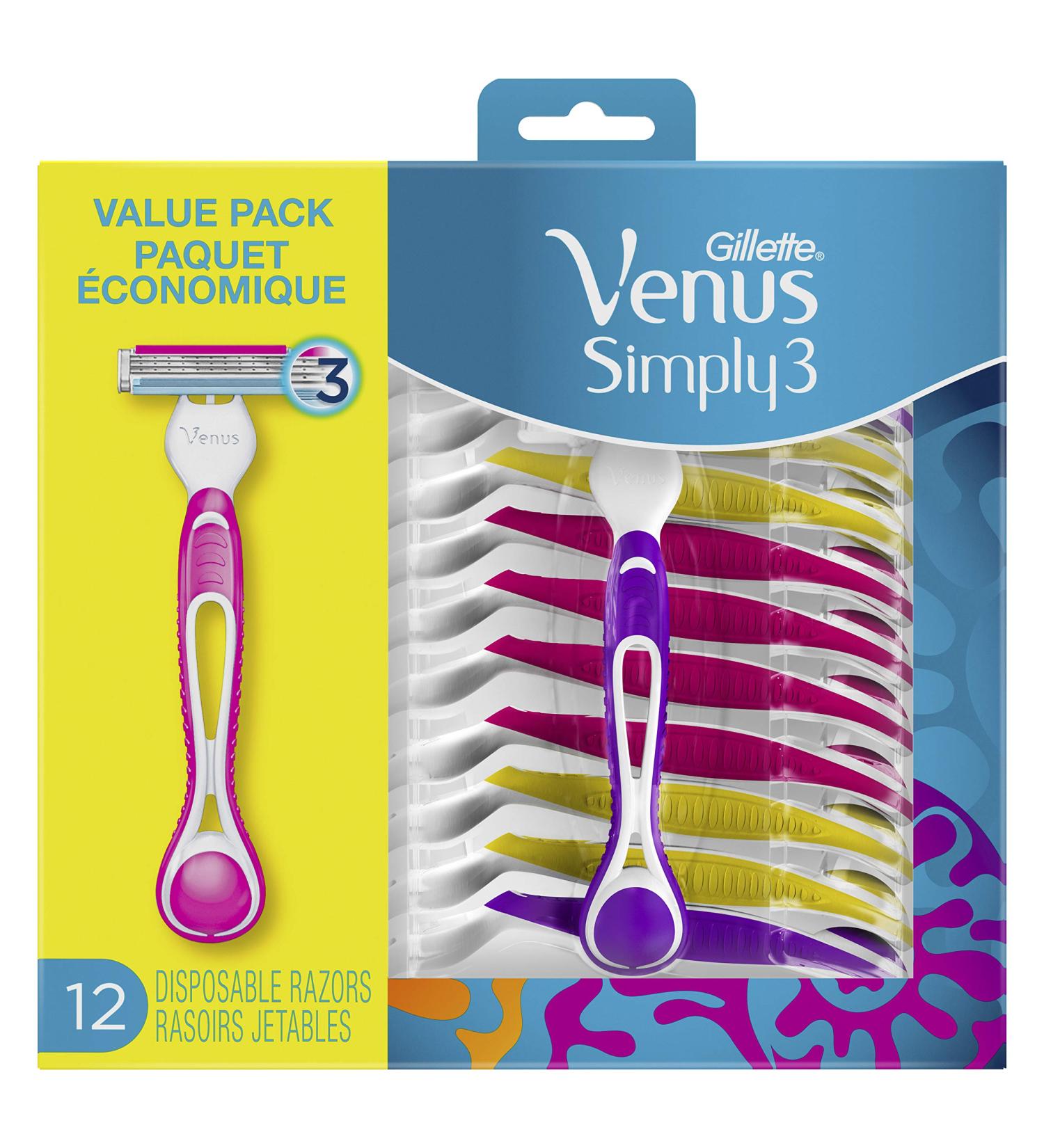 Venus Simply3 Women's Disposable Razors 12 Count 1 count (Pack of 1) - Buy Online on GoSupps.com