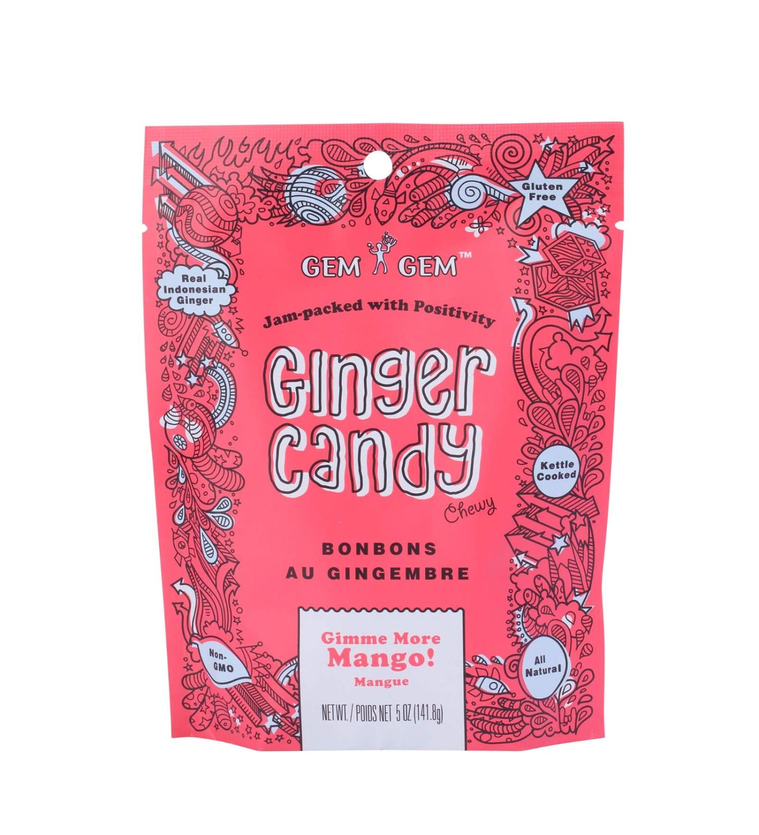 Gem Gem Mango Ginger Candy Chewy Chews 5oz (Pack of 1) - 100% Natural Mango Flavor - Buy Online on GoSupps.com