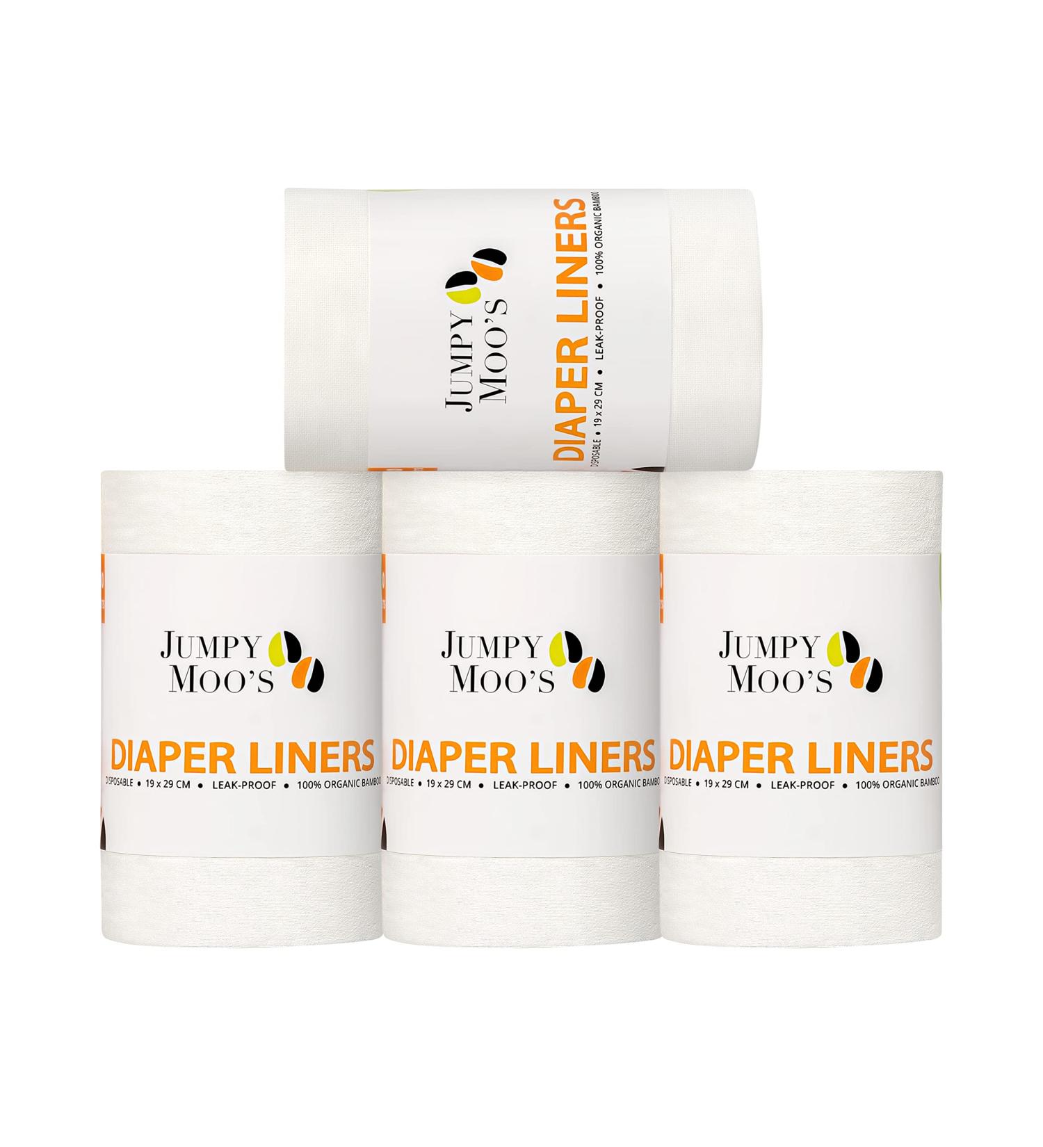 JM Disposable Bamboo Diaper Liners 7.5x11.5 inches, Fragrance & Chlorine Free, Highly Absorbent, Biodegradable Inserts - 100 Sheets/Roll, Pack of 4 - Buy Online on GoSupps.com