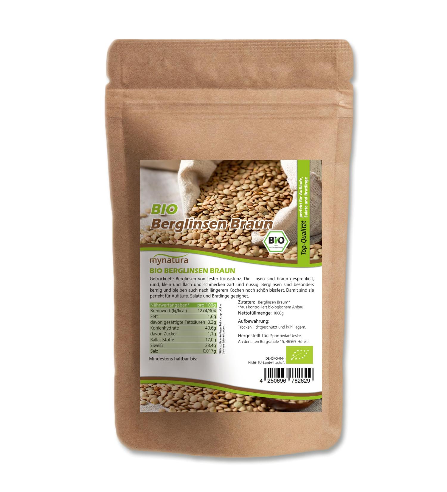  mynatura Mynatura Organic Brown Mountain Lentils | Lentils | Fruits and Vegetables | Natural Product | Plant-Based | Untreated | Egg White | Bag (2000 g) - Buy Online on GoSupps.com