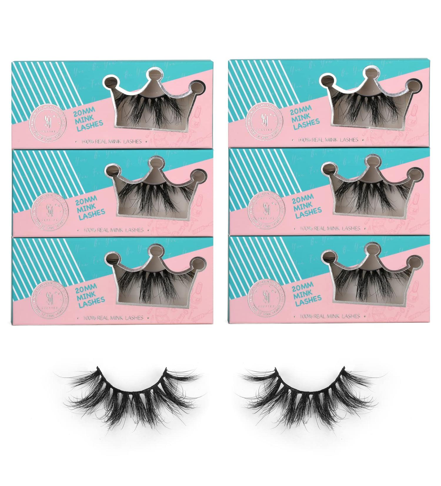 SY SHUYING 20mm Queen Mink Eyelashes - 6 Pairs | Dramatic 3D Real Mink Lashes| Handmade & Reusable Luxurious Volume Strip Eye Lashes - Buy Online on GoSupps.com