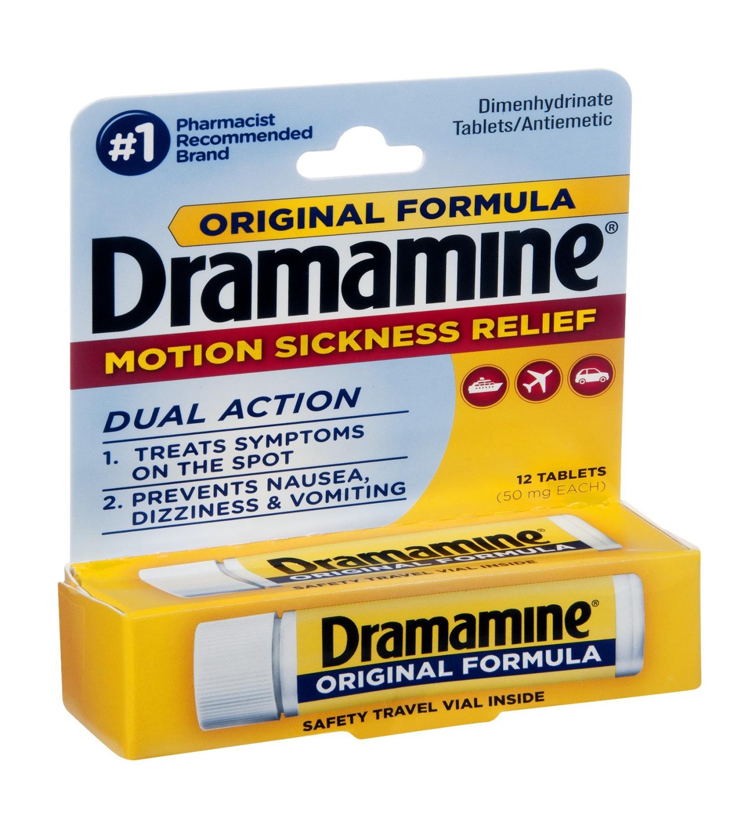 Dramamine Motion Sickness Relief Original Formula Tablets 12 ea (Pack of 12)