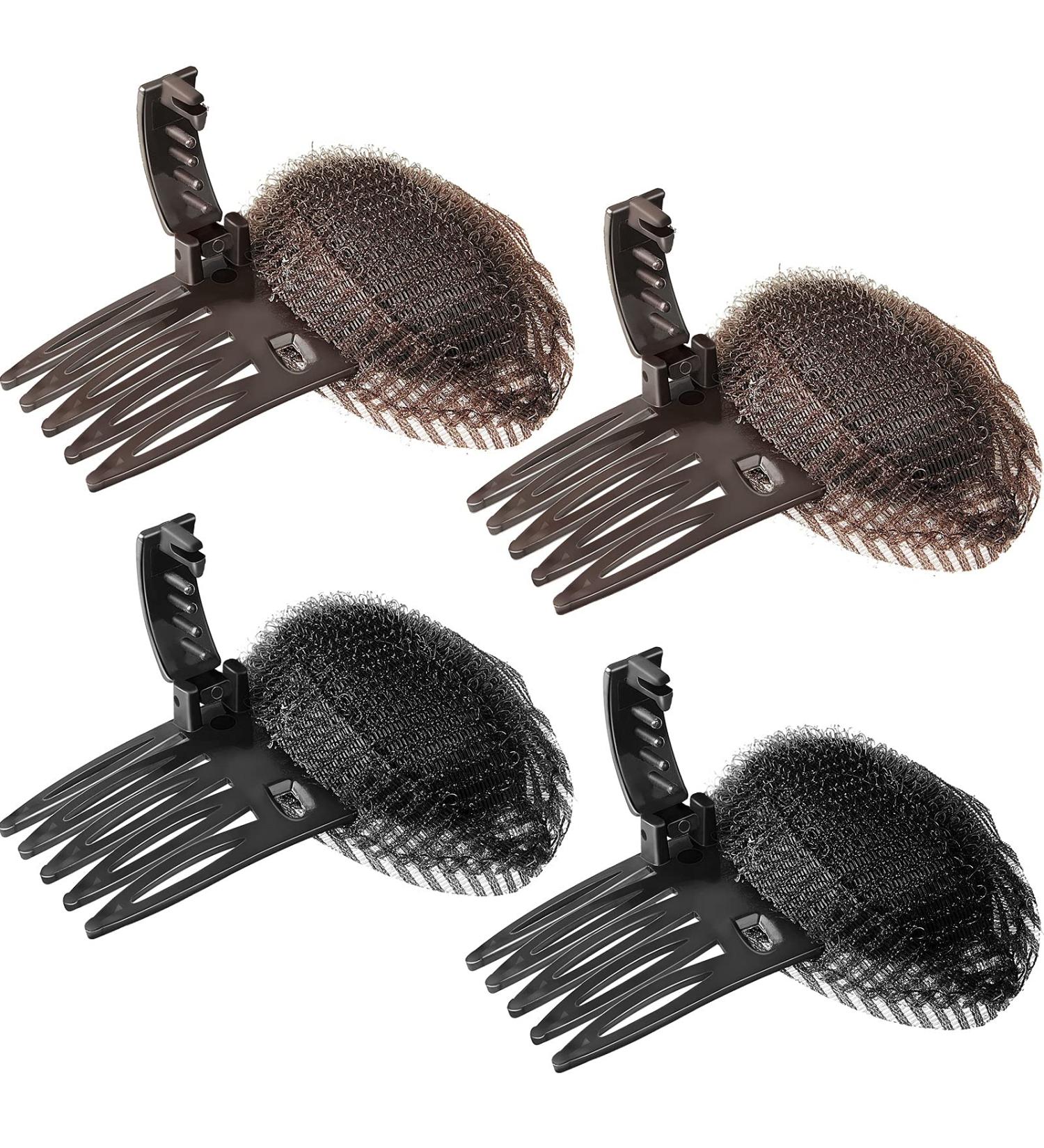 Invisible Fluffy Hair Pad Set for Women - 4 Pieces Puff Hair Head Cushion in Brown & Black - Buy Online on GoSupps.com