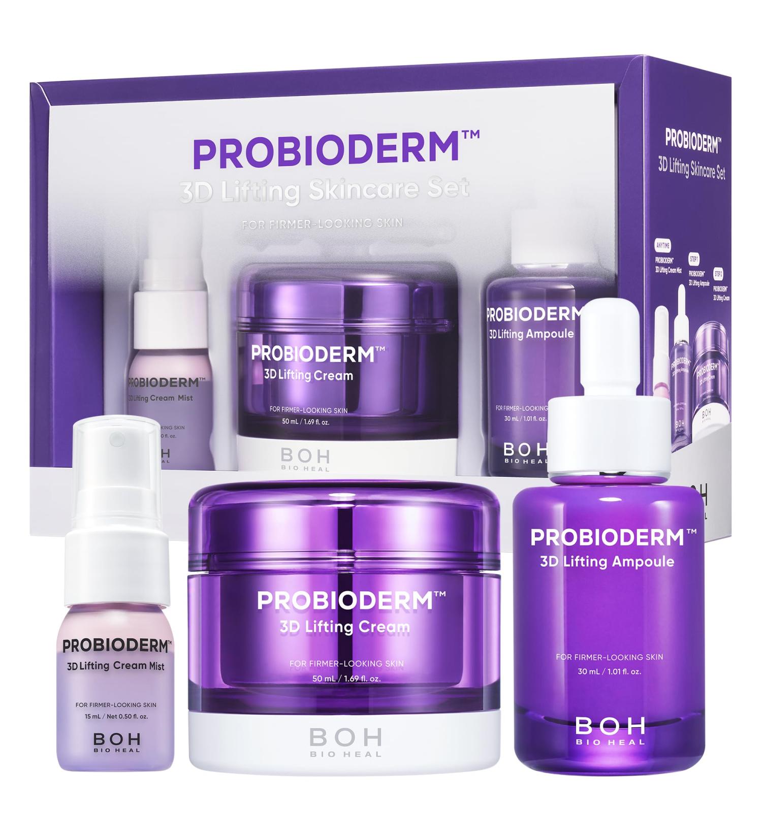 BIOHEAL BOH Probioderm 3D Lifting Skincare Set | Anti-Aging Face Moisturizer Night Cream, Ampoule & Facial Serum Spray | Korean Skin Care Kit for Firming & Hydration | K Beauty Gift Set for Women - Buy Online on GoSupps.com