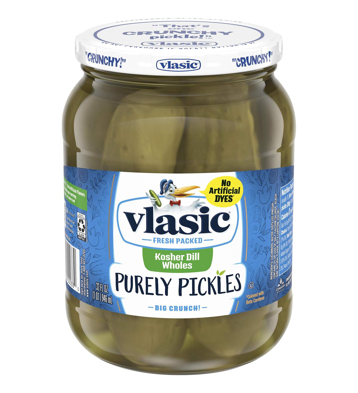 Vlasic Purely Pickles Kosher Dill Whole Pickles 32oz Jars - Pack of 6 | Keto Friendly - Buy Online on GoSupps.com