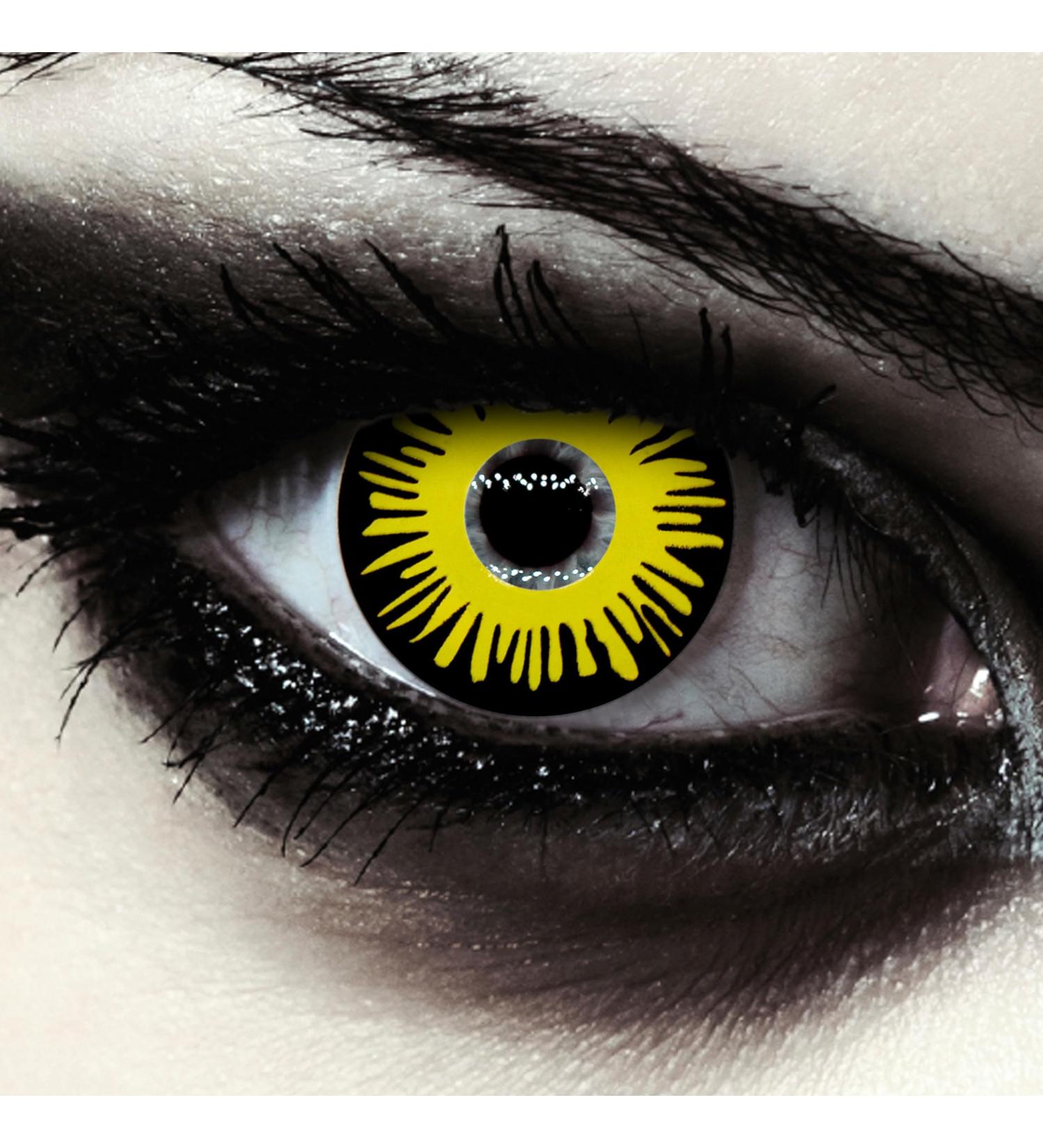 Colored Daily Contact Lenses - Yellow & Black Pennywise Costume Lenses (Without Prescription) - 2 Pieces for Halloween | Horror Clown Jeffrey Dahmer - Buy Online on GoSupps.com