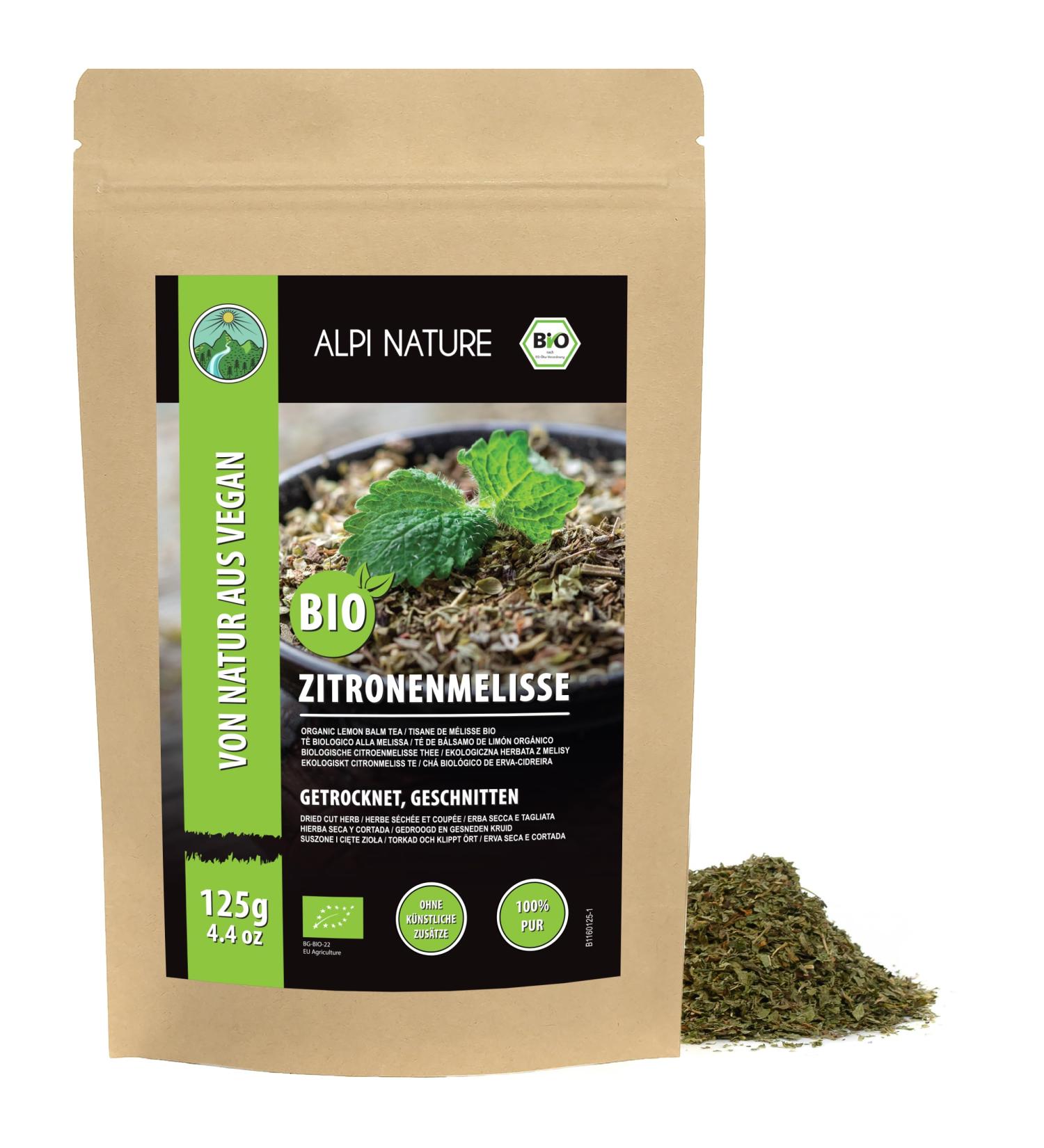  Alpi Nature Alpi Nature Melisse Organic Herbal Tea 125 g Loose Tea Dried and Cut Lemon Balm Leaf Tea - Buy Online on GoSupps.com