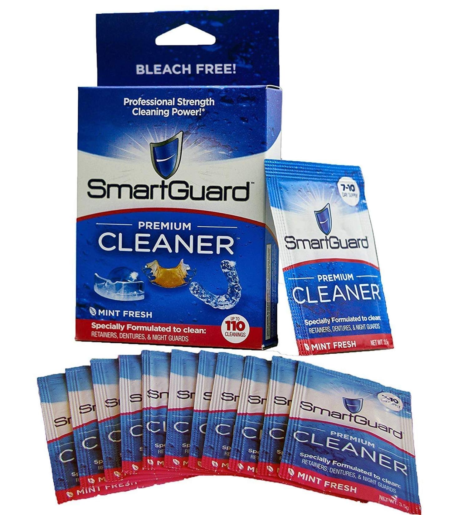 SmartGuard Premium Cleaner Crystals (110 Cleanings) - Removes Stain, Plaque & Odor for Dentures, Clear Braces, Mouth Guard & Retainers - Buy Online on GoSupps.com