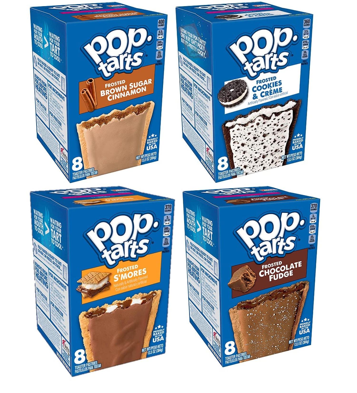 Pop Tarts Variety Pack - Brown Sugar Cinnamon, Cookies & Creme, Smores, Chocolate Fudge - 13.5oz (4 Pack) with Bonus MYD Lollipops - Buy Online on GoSupps.com