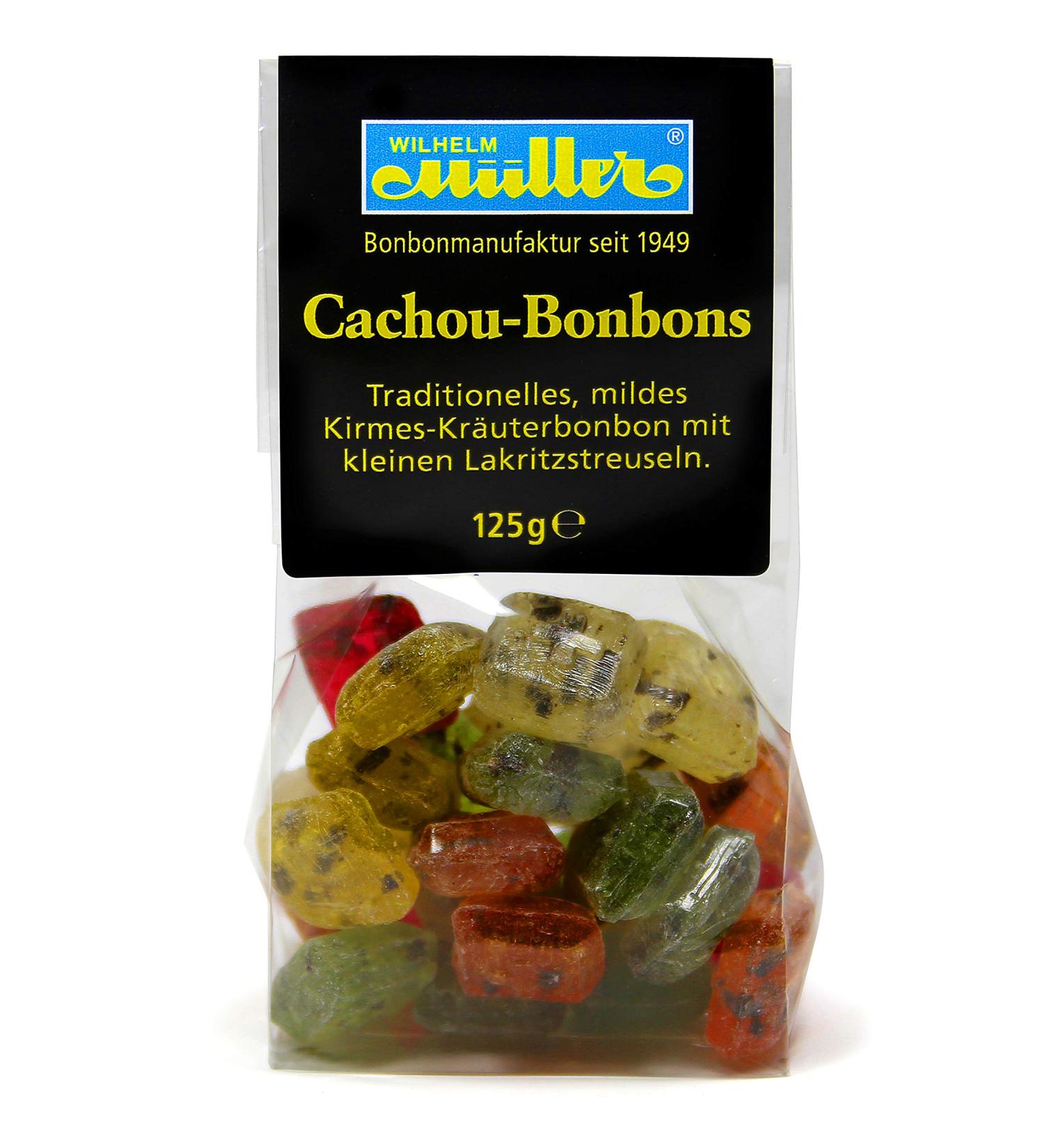 Cachou Bonbons - Traditional mild fair candy with small liquorice strips (15 bags - 15% discount) Cachou 125 g (pack of 15)