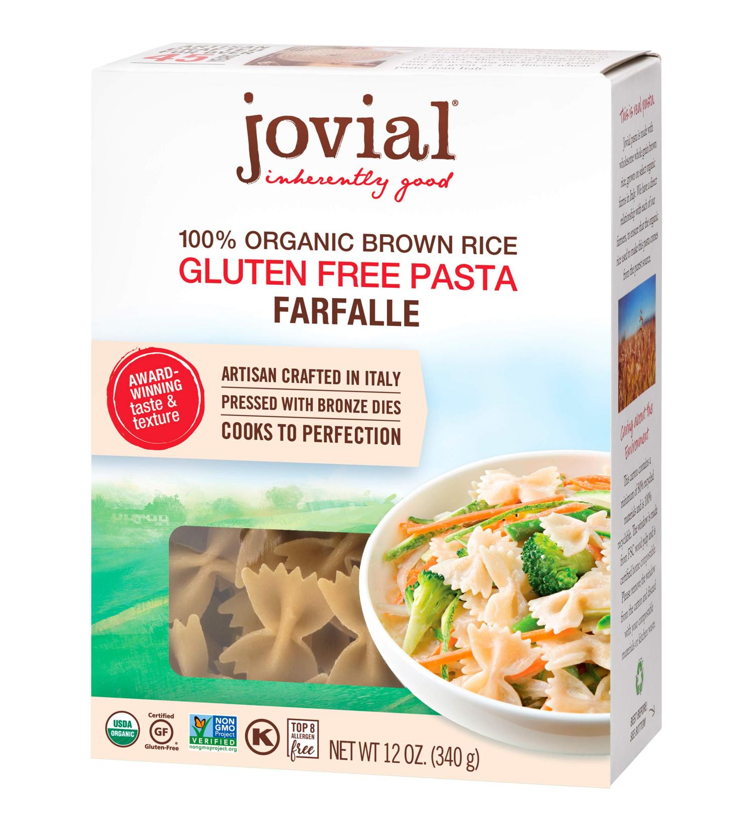 Jovial Organic Brown Rice Pasta Farfalle - 12 oz (Gluten-Free & Non-GMO) - Buy Online on GoSupps.com